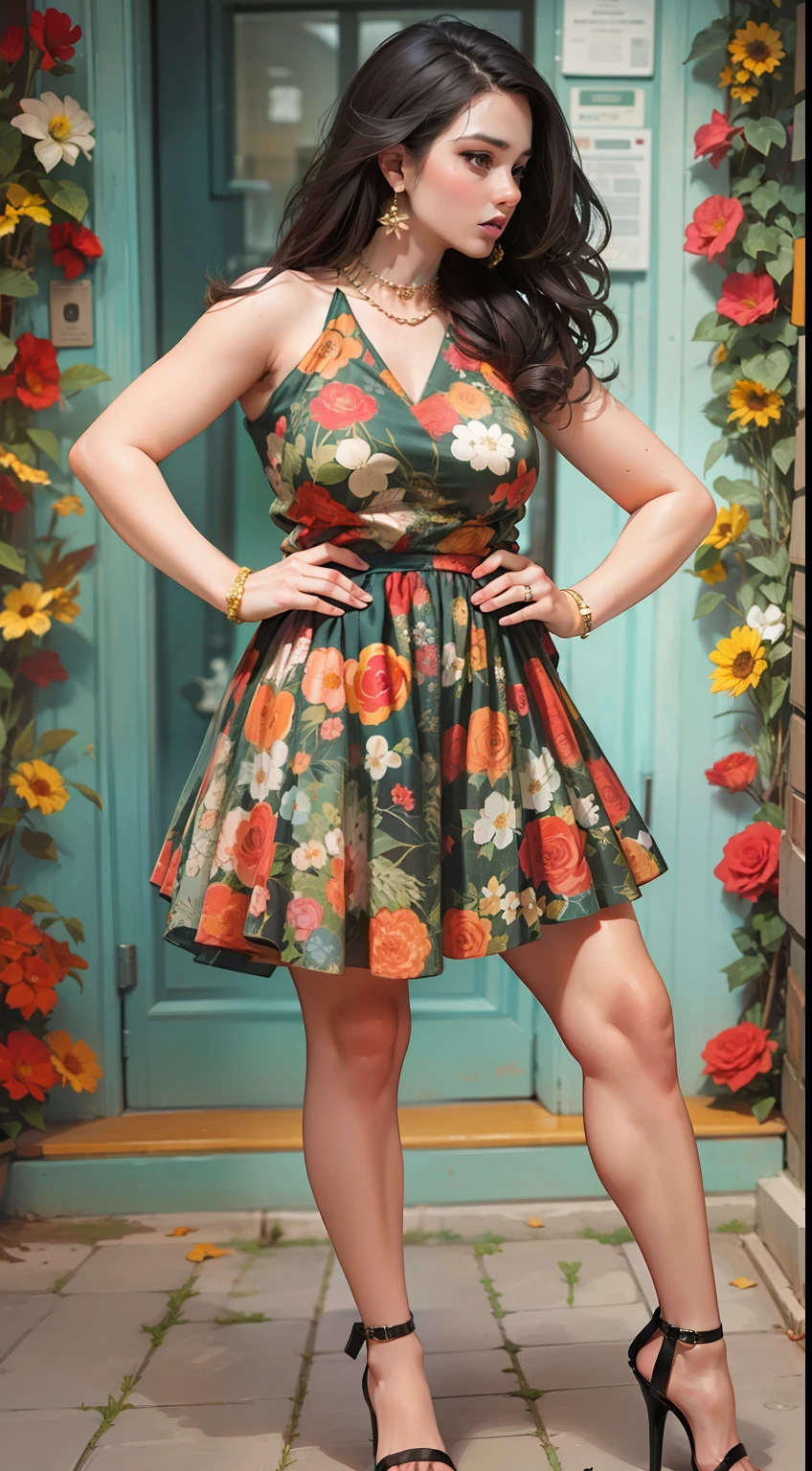 Beautiful woman in intricate Bold and Floral Prints Outfit