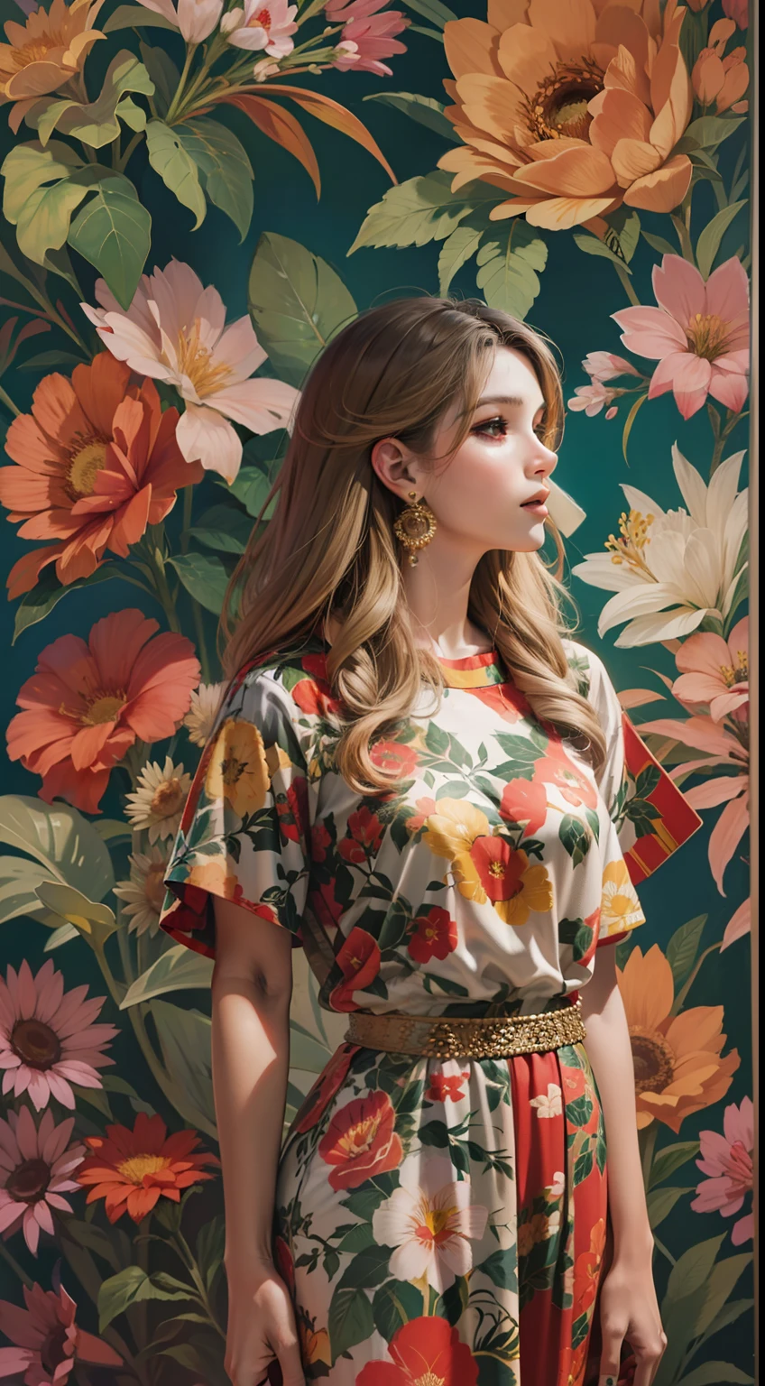Beautiful woman in intricate Bold and Floral Prints Outfit