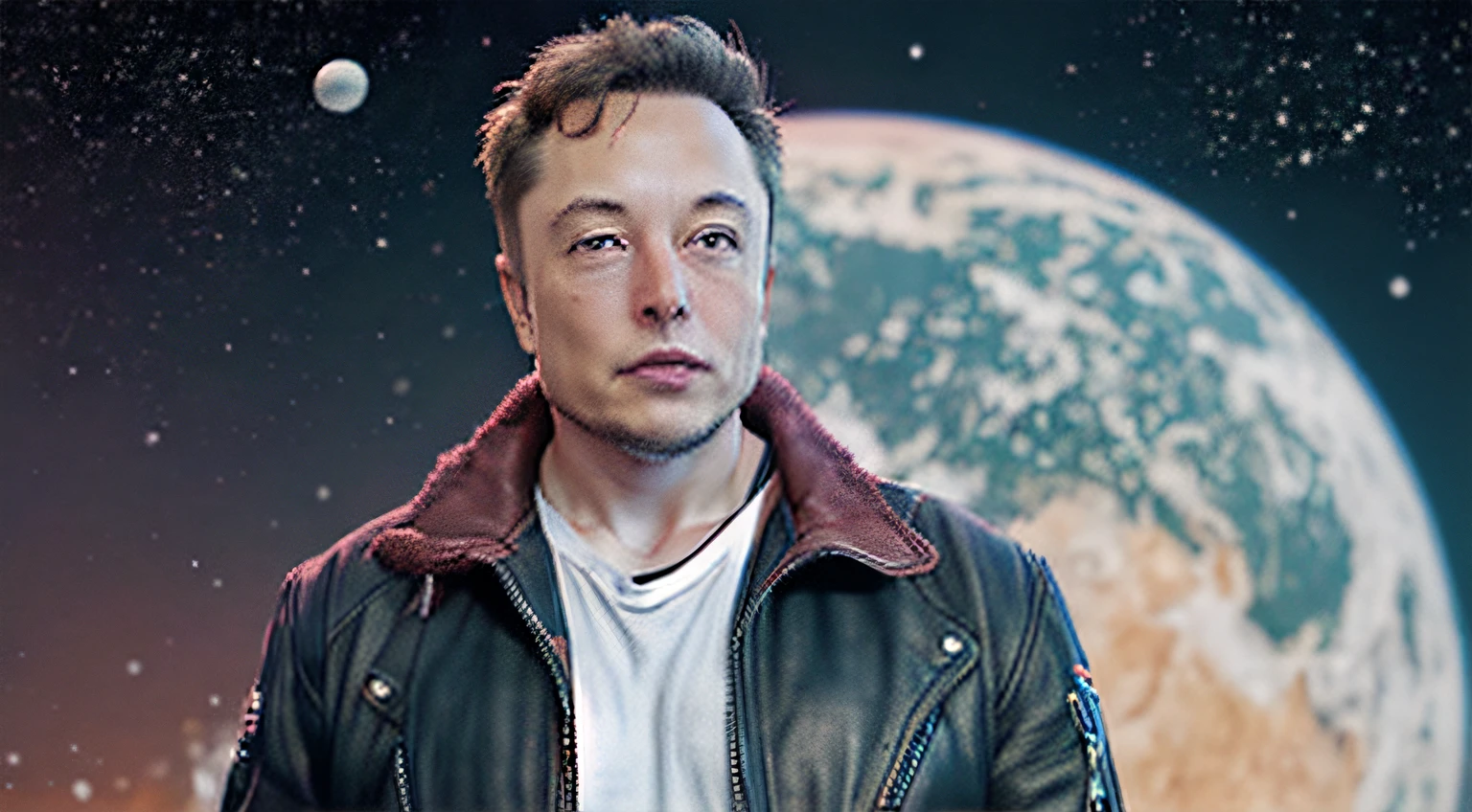 Arafed man in a leather jacket standing in front of a planet, Retrato de Elon Musk, Retrato de Elon Musk, exotic alien elon musk, Elon Musk, Elon Musk como Thor, musk's mars migration program, Elon Musk como um ciborgue, musk ( 2 0 2 4 ), Anime Elon Musk, Elon Musk em Marte, Elon Musk preto, Elon Musk como um deus grego