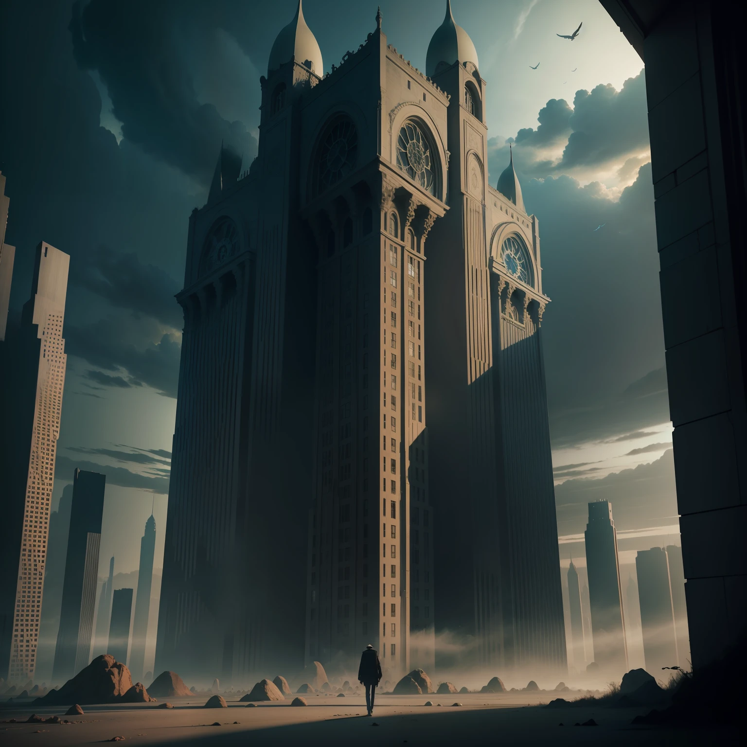 Surrealism, sci-fy, eerie, buliding, 8k, super detail