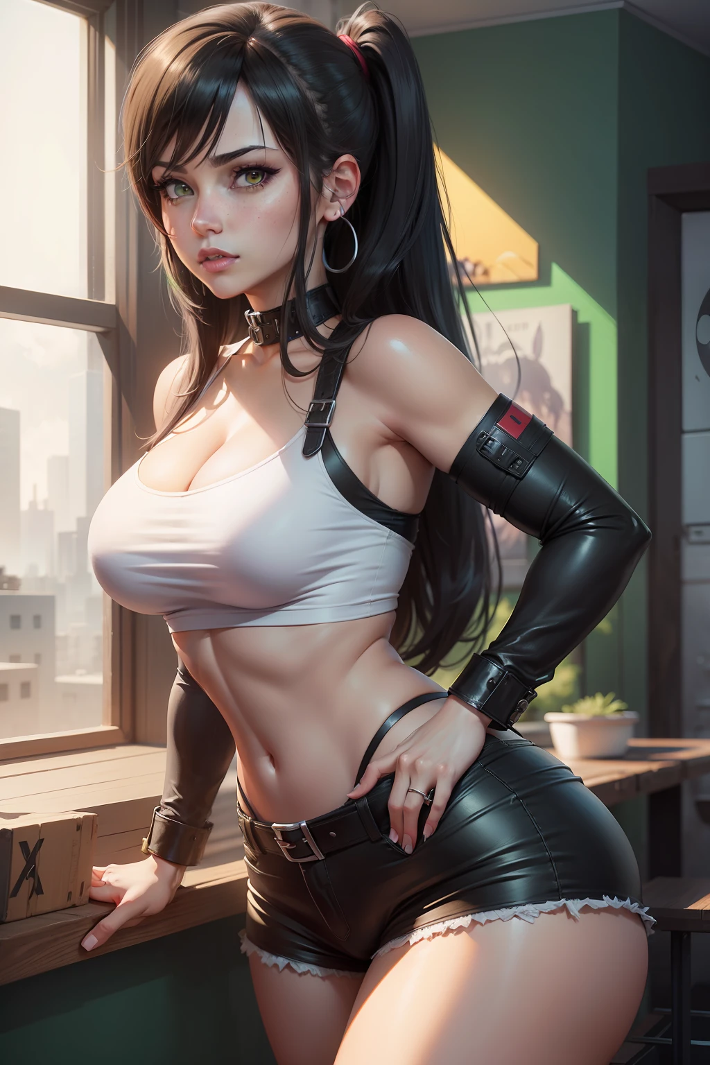 Una imagen de dibujos animados de una mujer con un top negro y pantalones verdes, Kim Posible, commission for high resolution, Anya de Spy X Family, Thicc, deviantart artstation cgscosiety, Cudesexyrobutts, Lola Bunny Fanart, (SFW) Seguro para el trabajo, Fanart de Urban Girl, Fanart, oc commission, Retrato de Tifa Lockhart, Cammy