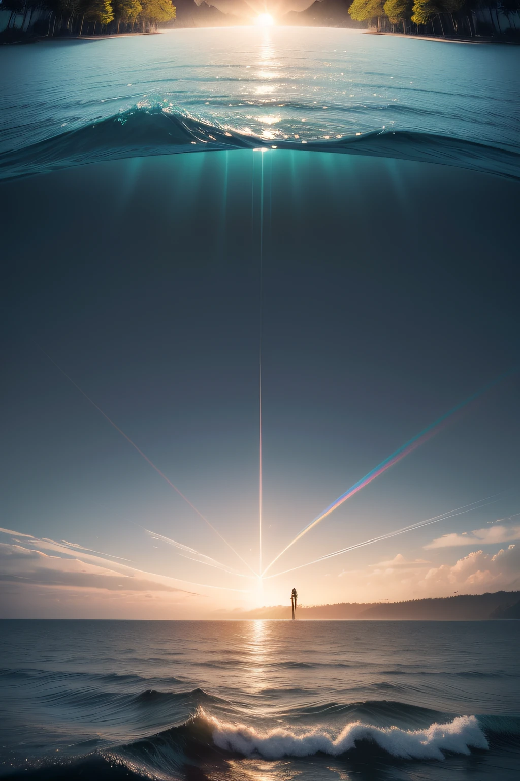 (Detailed description) (melhor qualidade) crie uma imagem de jesus saindo do mar ,absurdos, highres, ultra detalhados, (no human:1.3), BREAK , Crie uma imagem usando um efeito de prisma, with light refraction and creating a colorful, kaleidoscopic appearance. BREAK , Crie uma imagem com efeito de lente olho de peixe, capturing a wide field of view with a distinct, curved perspective. BREAK , Capture um caminho na floresta, with tall trees, speckled sunlight and a sense of tranquility and natural beauty. BREAK , Illustrate a monochrome world, usando apenas tons de preto, branco e cinza para transmitir profundidade, emotion and an impressive visual impact.