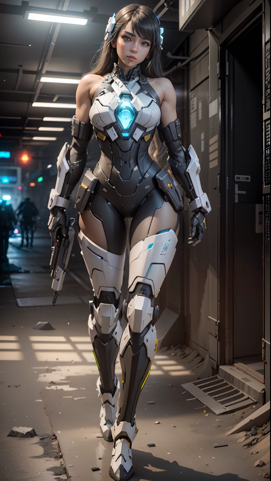 ((best qualtiy)), ((tmasterpiece)), (The is very detailed:1.3), 3D, Shitu-mecha, Beautiful cyberpunk woman wearing mech,Bare with thighs,Wear mecha-style boots,Bare shoulders and upper arms,Mecha-style gloves, Ancient Techniques, hdr(HighDynamicRange), Ray traching, NVIDIA RTX, Hyper-Resolution, Unreal 5, sub surface scattering, PBR Texture, post-proces, Anisotropic filtering, depth of fields, Maximum clarity and sharpness, Many-Layer Textures, Albedo e mapas Speculares, Surface coloring,Accurately simulate light-material interactions,perfectly proportions,rendering by octane,twotonelighting,Low ISO,White balance,trichotomy,Wide aperture,8K raw data,High-Efficiency Sub-Pixel,sub-pixel convolution,Luminous Particle,Light scattering,Tyndall effect