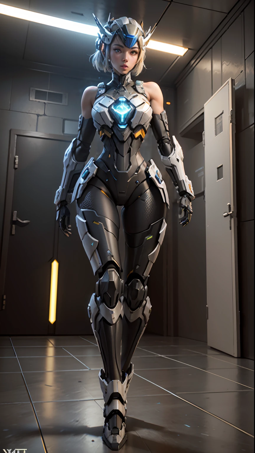 ((best qualtiy)), ((tmasterpiece)), (The is very detailed:1.3), 3D, Shitu-mecha, Beautiful cyberpunk woman wearing mech,Bare with thighs,Wear mecha-style boots,Bare shoulders and upper arms,Mecha-style gloves, Ancient Techniques, hdr(HighDynamicRange), Ray traching, NVIDIA RTX, Hyper-Resolution, Unreal 5, sub surface scattering, PBR Texture, post-proces, Anisotropic filtering, depth of fields, Maximum clarity and sharpness, Many-Layer Textures, Albedo e mapas Speculares, Surface coloring,Accurately simulate light-material interactions,perfectly proportions,rendering by octane,twotonelighting,Low ISO,White balance,trichotomy,Wide aperture,8K raw data,High-Efficiency Sub-Pixel,sub-pixel convolution,Luminous Particle,Light scattering,Tyndall effect