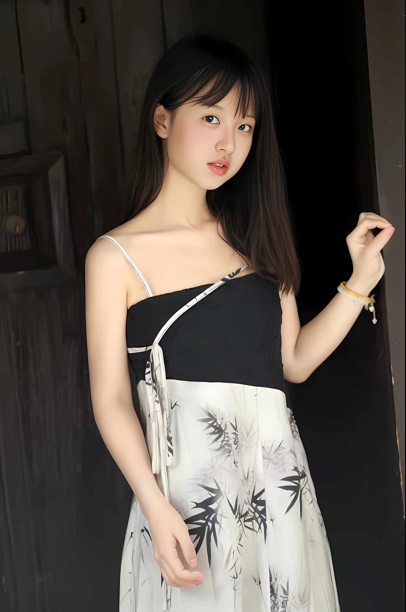 Arad Asian woman in dress standing in the doorway, Chinese girl, gorgeous chinese models, xintong chen, Japanese model, Beautiful Asian girl, with acient chinese clothes, Inspired by Dai Xi, Yoshitomo Nara, Young Asian girl, wenfei ye, Cheongsam, Chinese dress, 2 4 year old female model