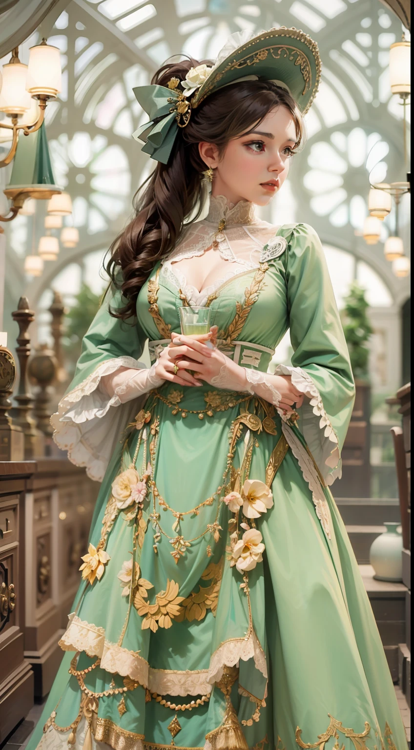 Beautiful woman in intricate Vintage Victorian Outfit