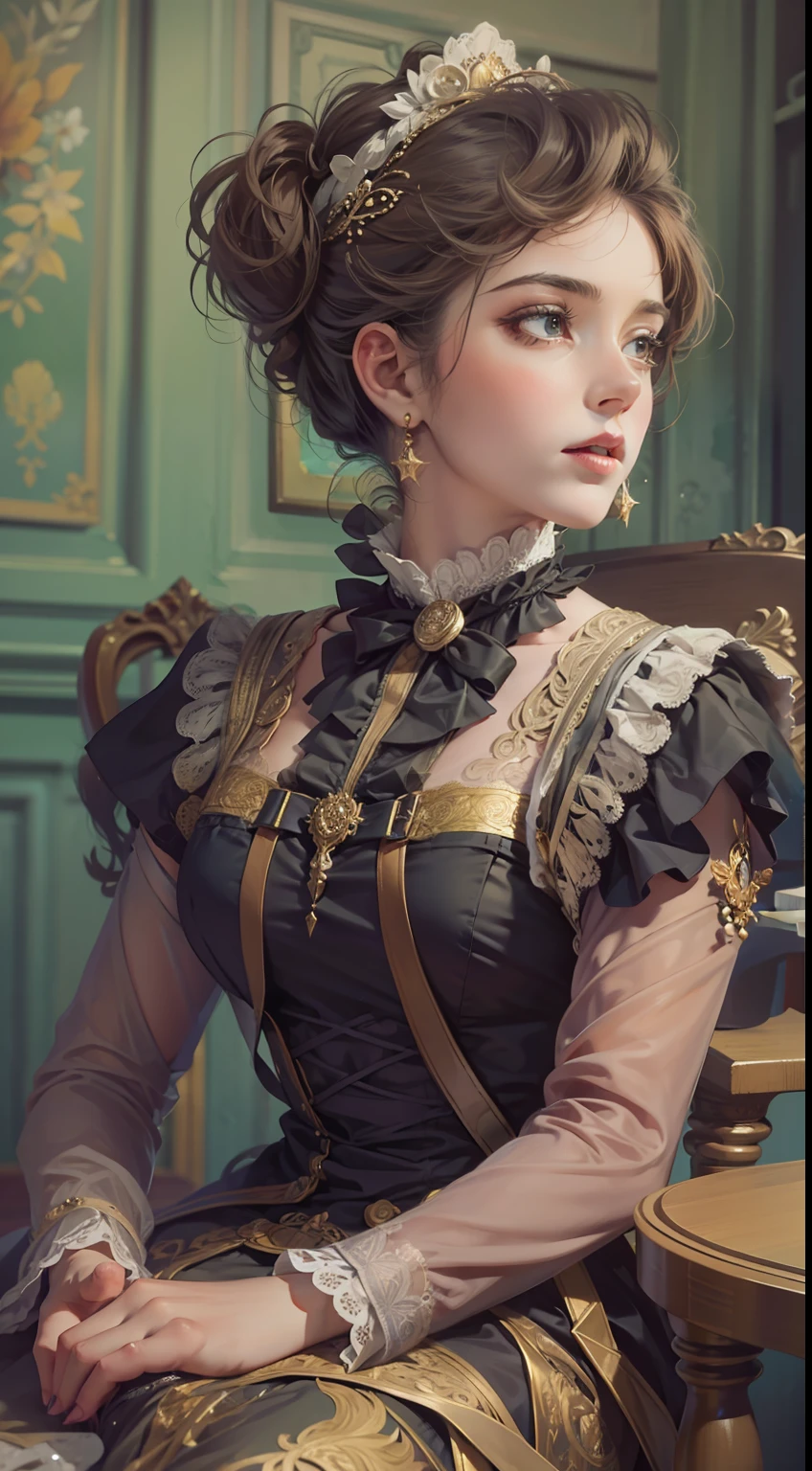 Beautiful woman in intricate Vintage Victorian Outfit