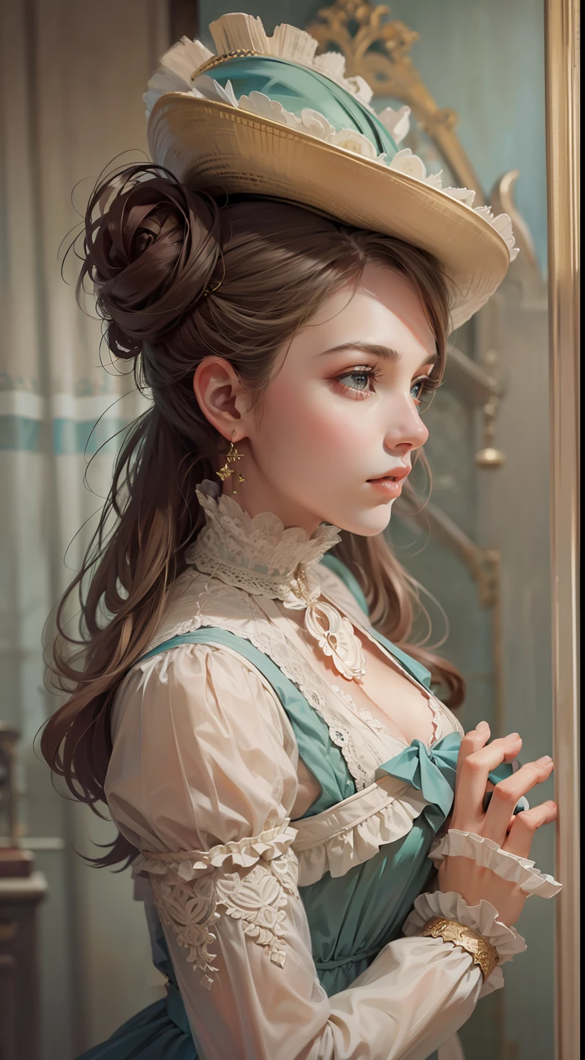 Beautiful woman in intricate Vintage Victorian Outfit