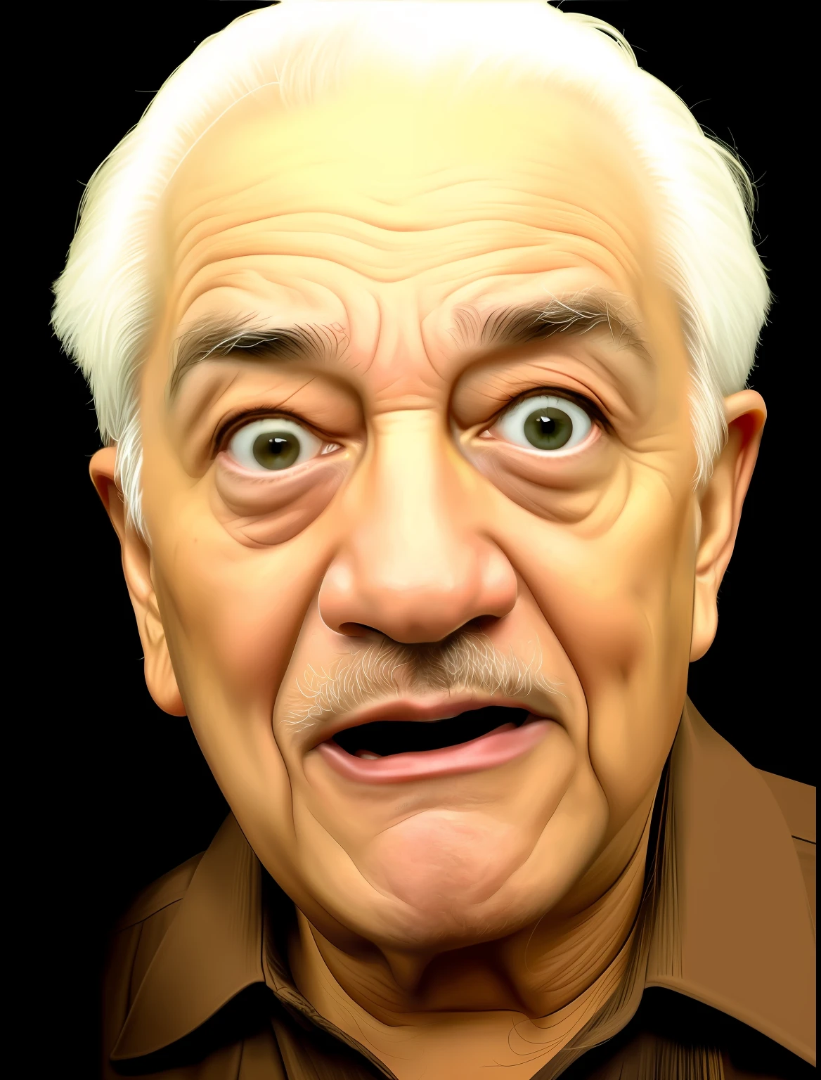 imagem arrogante de um homem com uma cara muito grande no rosto, nariz avermelhado, face severa, stern expression, mal-humorado [ velho ], arte digital muito realista, angry looking at camera, pintura digital ultra realista, mal-humorado, skeptical expression, pintura digital fotorrealista, angry expression, arte digital ultra realista, parecendo irritado, arte digital. foto realista, very angry expression
