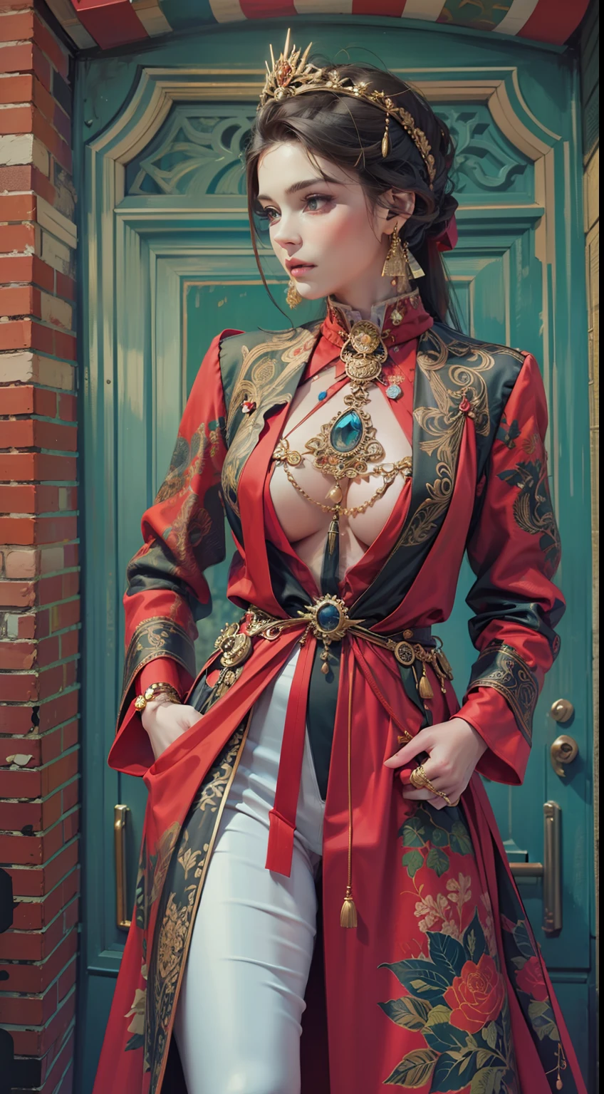 Beautiful woman in intricate Bold and Paisley Outfit