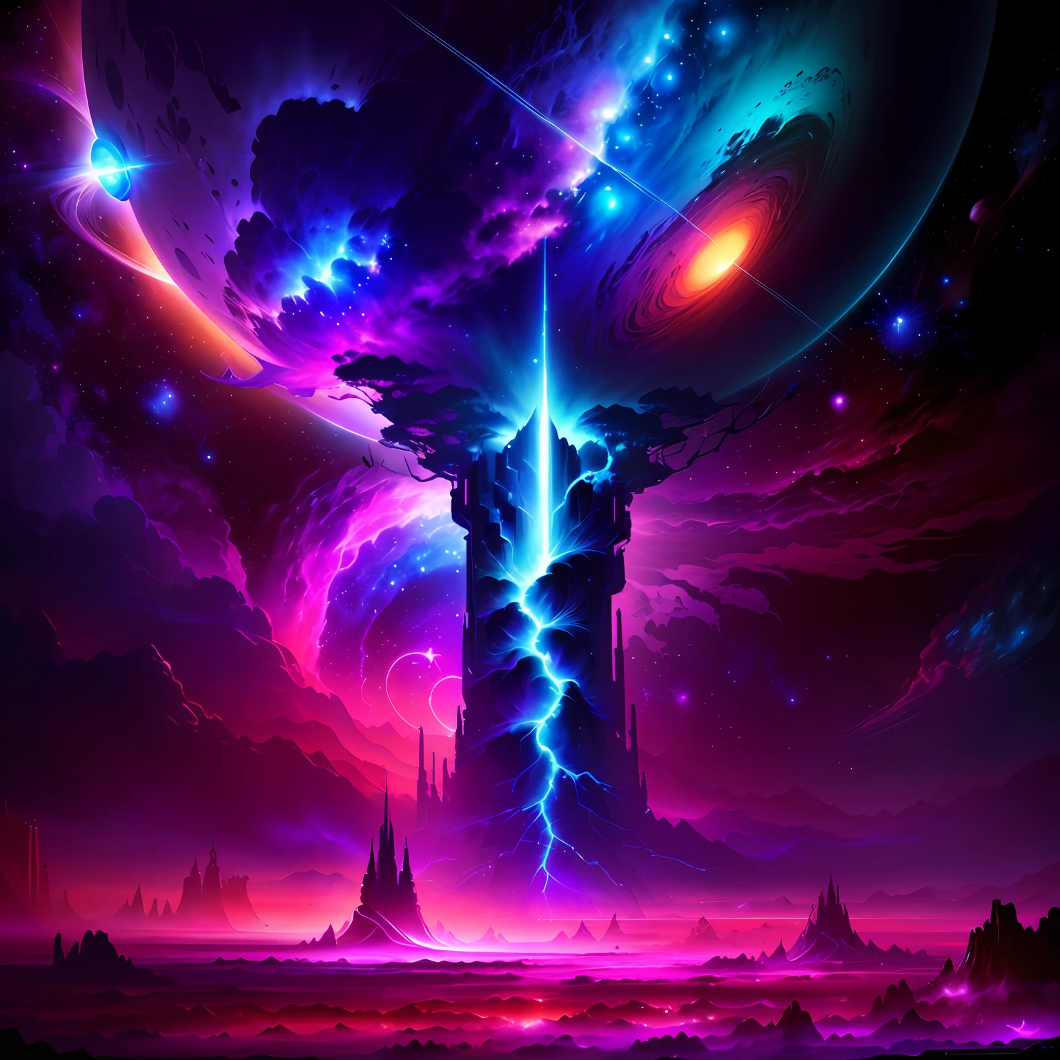 a photo taken from a computer screen of a space station, epic fantasy sci fi illustration, fractal thunder dan mumford, fantasy space, 8k arte impressionante, Sci-Fi Digital Art Illustration, epic scifi fantasy art, epic dreamlike fantasy landscape, Epic Fantasy Digital Art Style, arte digital de fantasia detalhada, Artes Sci Fi, arte digital sci-fi, arte de fundo