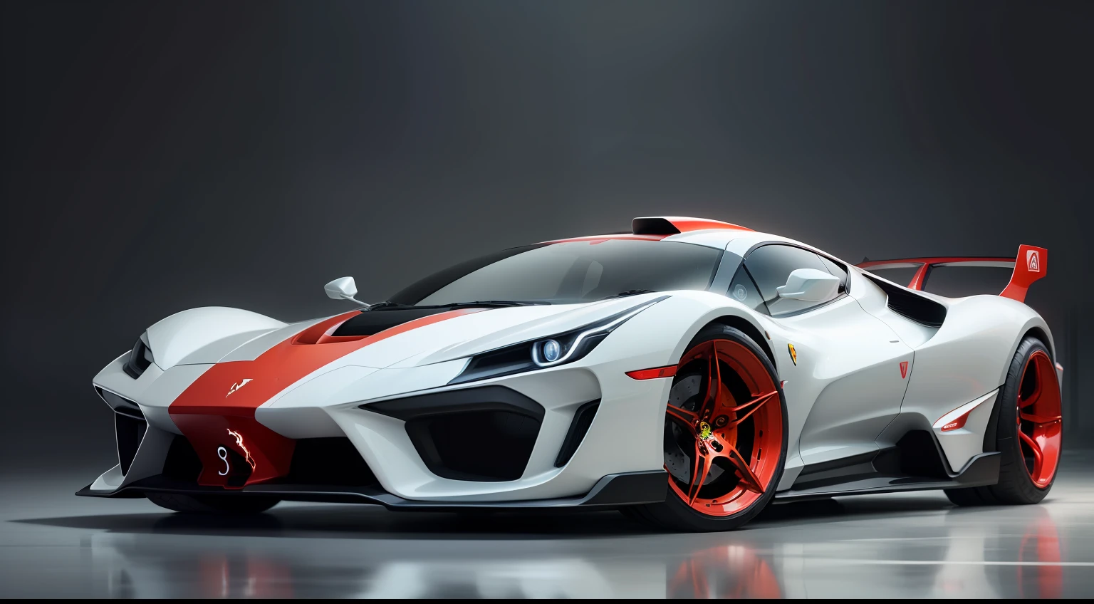 futuristic design of a car resembling a Ferrari.