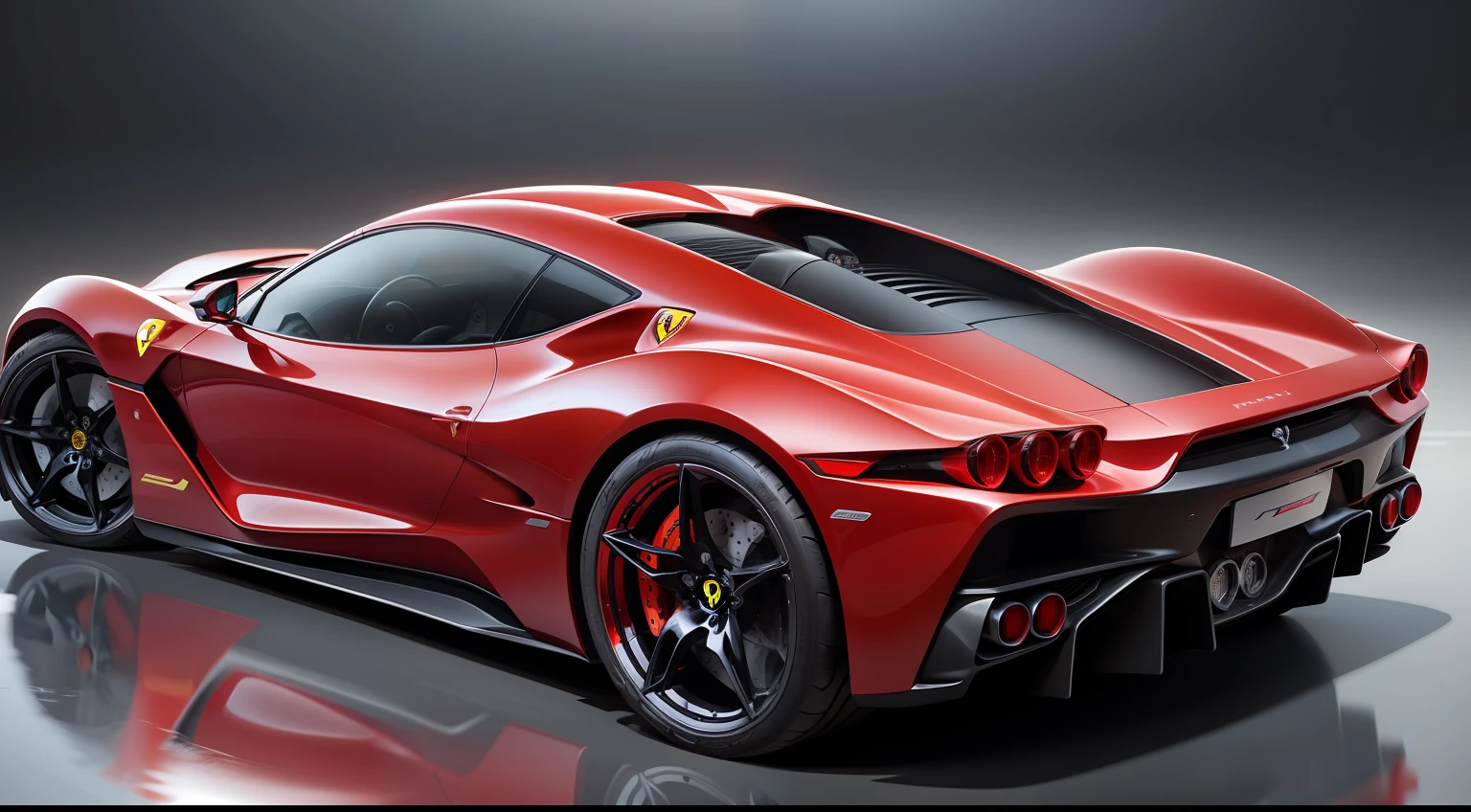 futuristic design of a car resembling a Ferrari.
