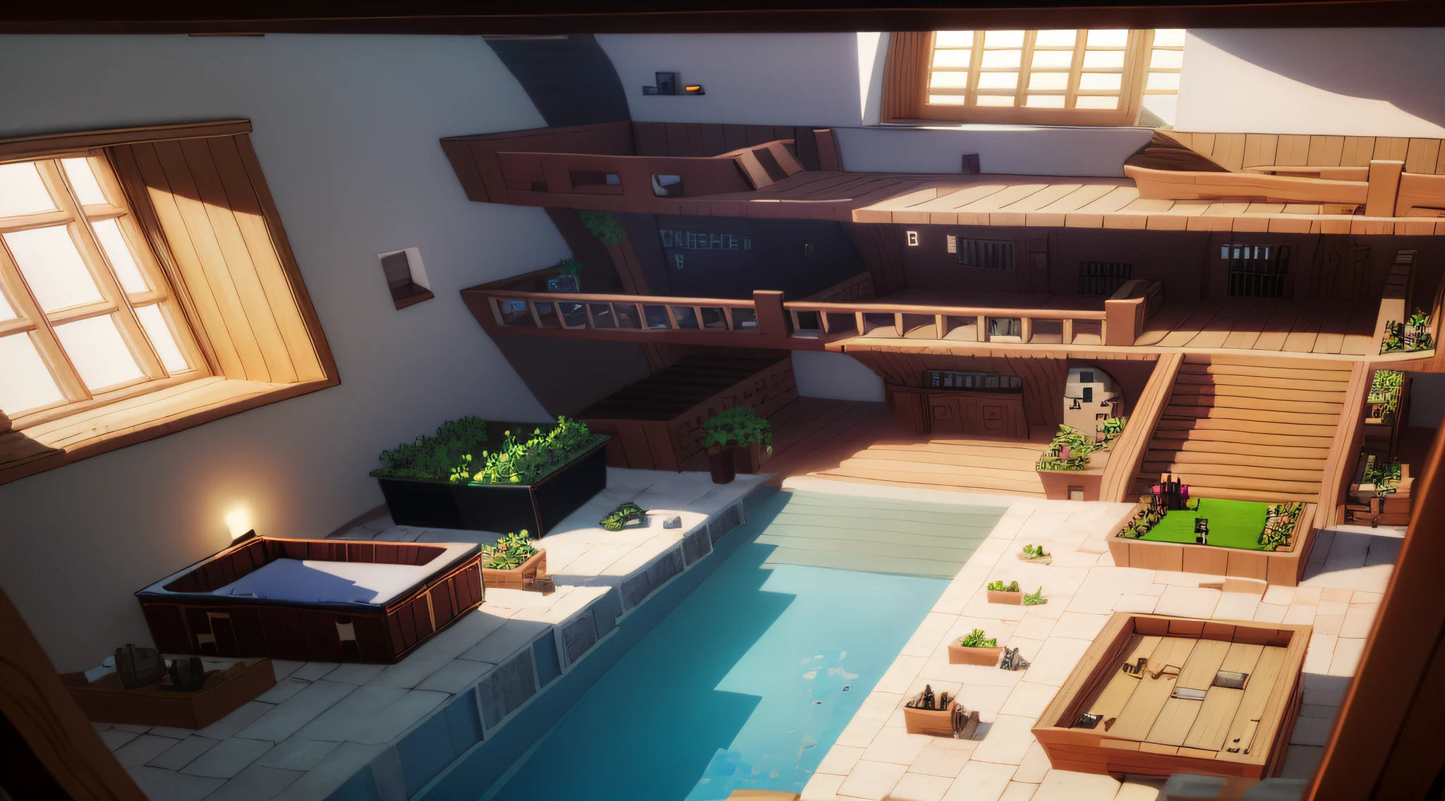 Block World, Create freedom, Sandbox game villa interior realistic family