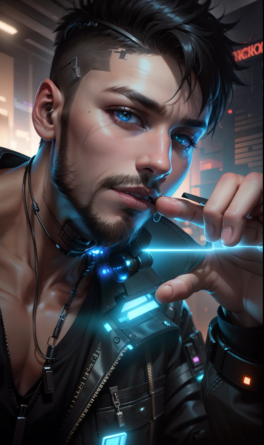 Change background, cyberpunk boy, realistic looking hd quality.4k ultra hd.really look