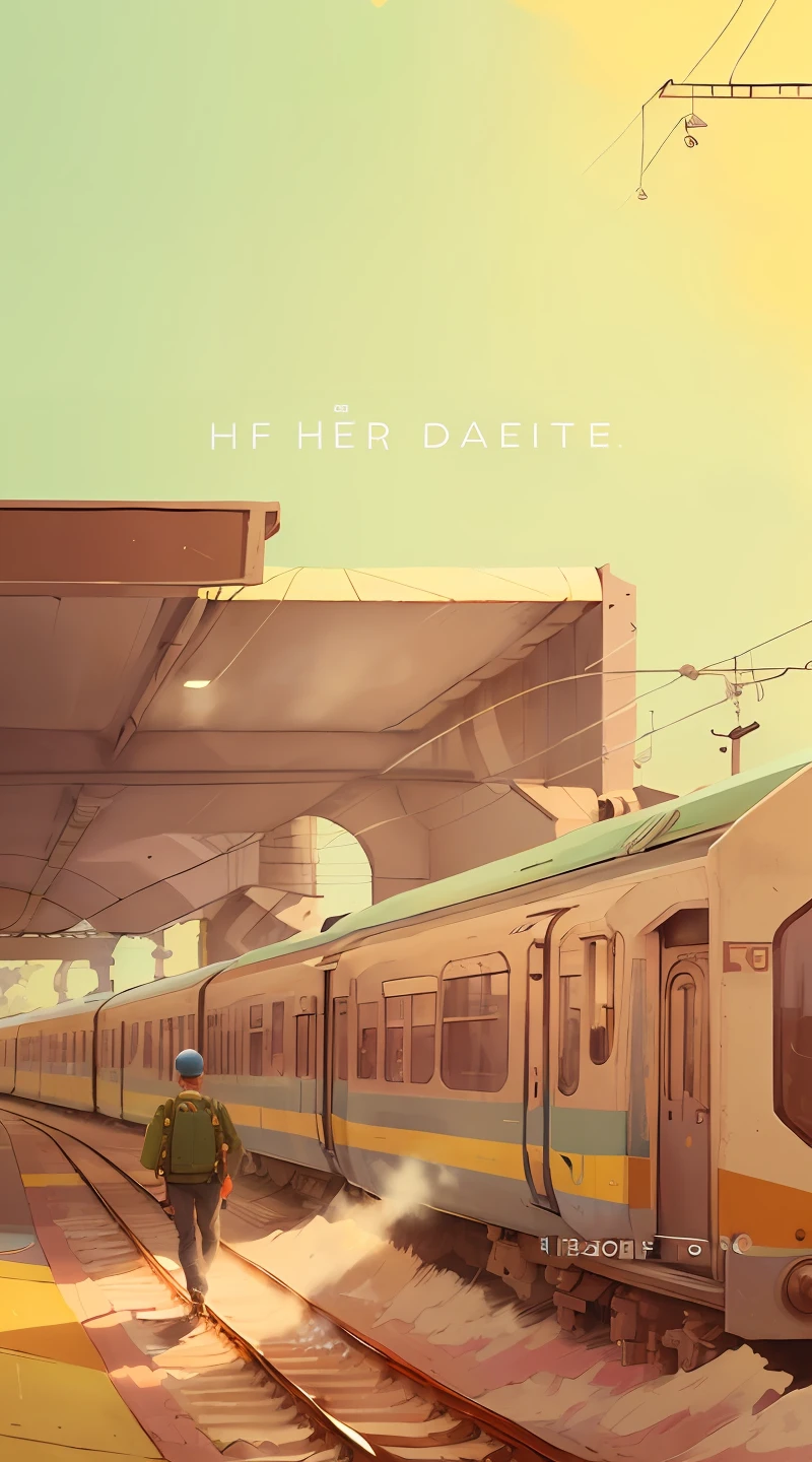 There is a cartoon image of a person walking on a train platform, Directed by: Bernardo Daddi, desenho, by João Artur da Silva, Directed by: Nandor Soldier, lo fi, 🚿🗝📝, by Antonio Parreiras, [ esquecido ], Directed by: Victor Mosquera, Lofi Sensation