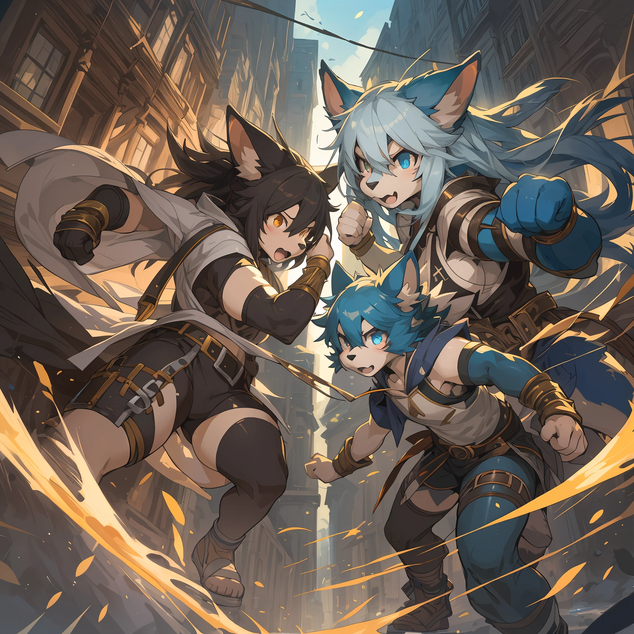 top quality, best quality, High-quality illustrations, masterpiece, super high resolution, detailed background, fighting game, fighting game, concept art, 6+boys, 6+girls, absurdres(highly detailed beautiful face and eyes)perfect anatomy, expression, good lighting, cinematic shadow(kemono, furry anthro),