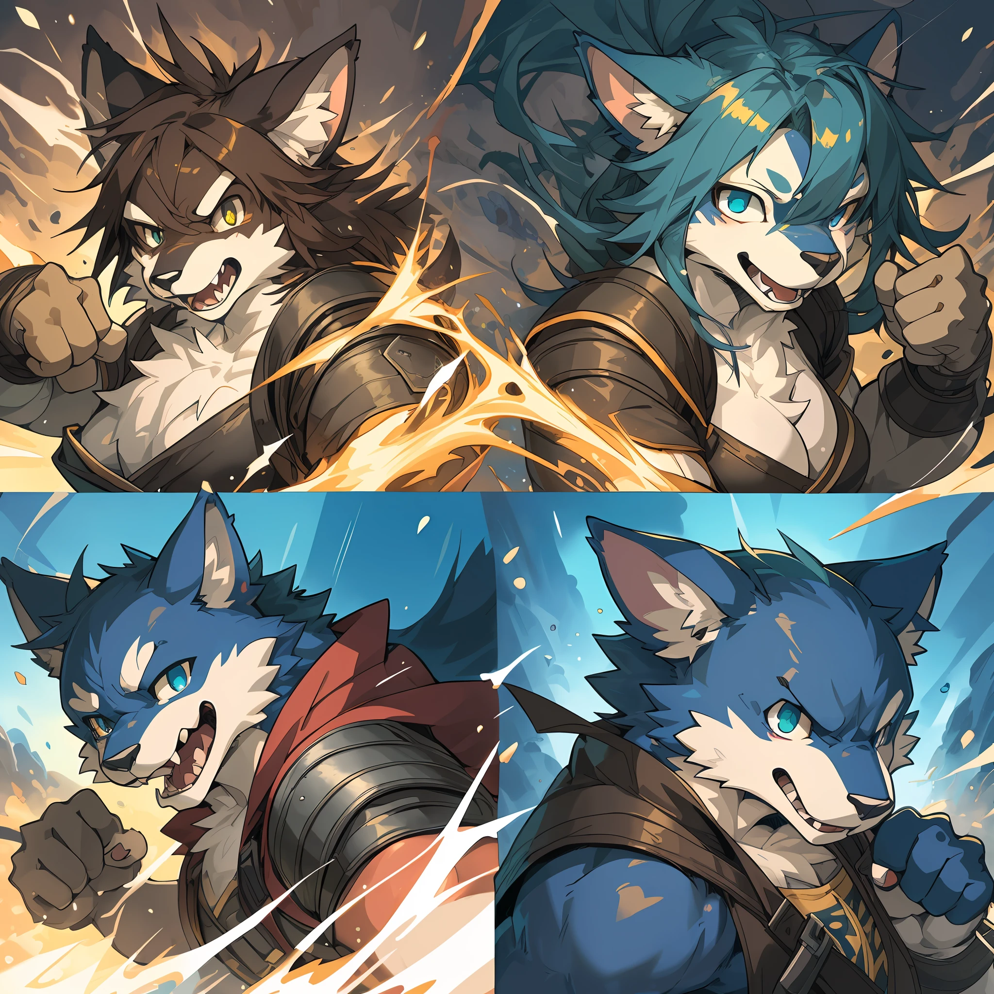 top quality, best quality, High-quality illustrations, masterpiece, super high resolution, detailed background, fighting game, fighting game, concept art, 6+boys, 6+girls, absurdres(highly detailed beautiful face and eyes)perfect anatomy, expression, good lighting, cinematic shadow(kemono, furry anthro),