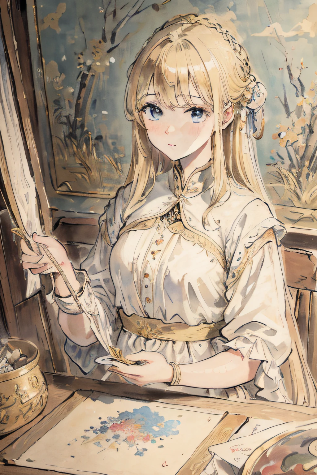 masterpiece, best quality, an extremely delicate and beautiful girl,an extremely delicate and beautiful, world masterpiece theater, ultra-detailed, highly detailed, best quality, blonde hair, highres, extremely detailed,1girl, best quality, illustration, looking at viewer, impasto, canvas, oil painting, realistic, realist ,real,