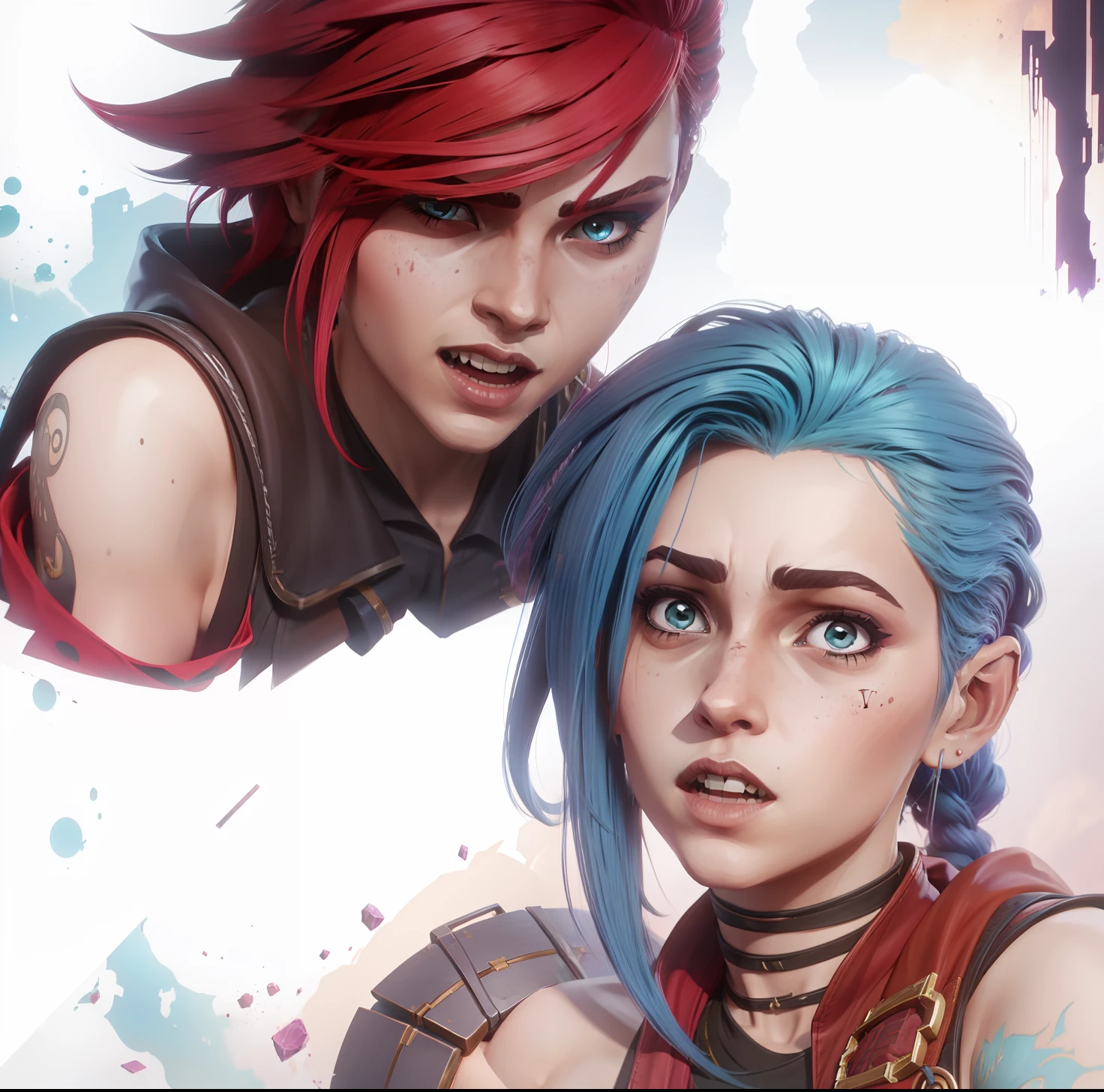 2 garotas. Arcane. Vi e Jinx. Arcane