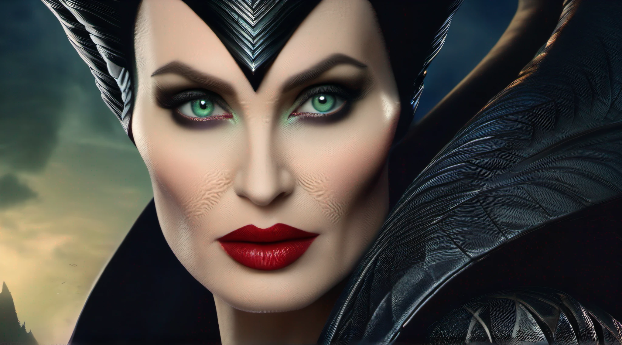 a portrait of Maleficent, intrinsic details, masterpiece, hyper realistic , hd , 8k