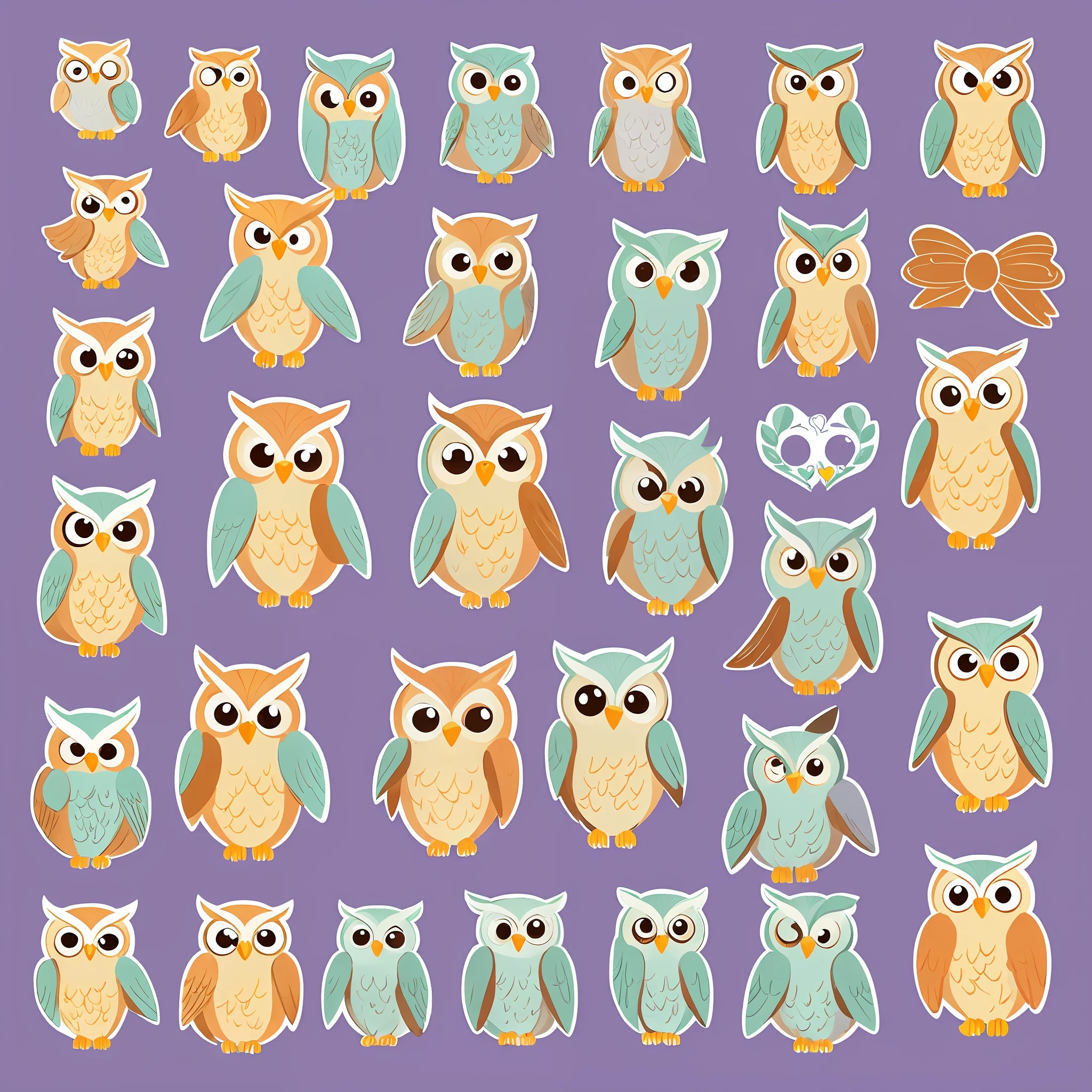 Cute owl stickers  Very detailed, clean, high quality, sharp image