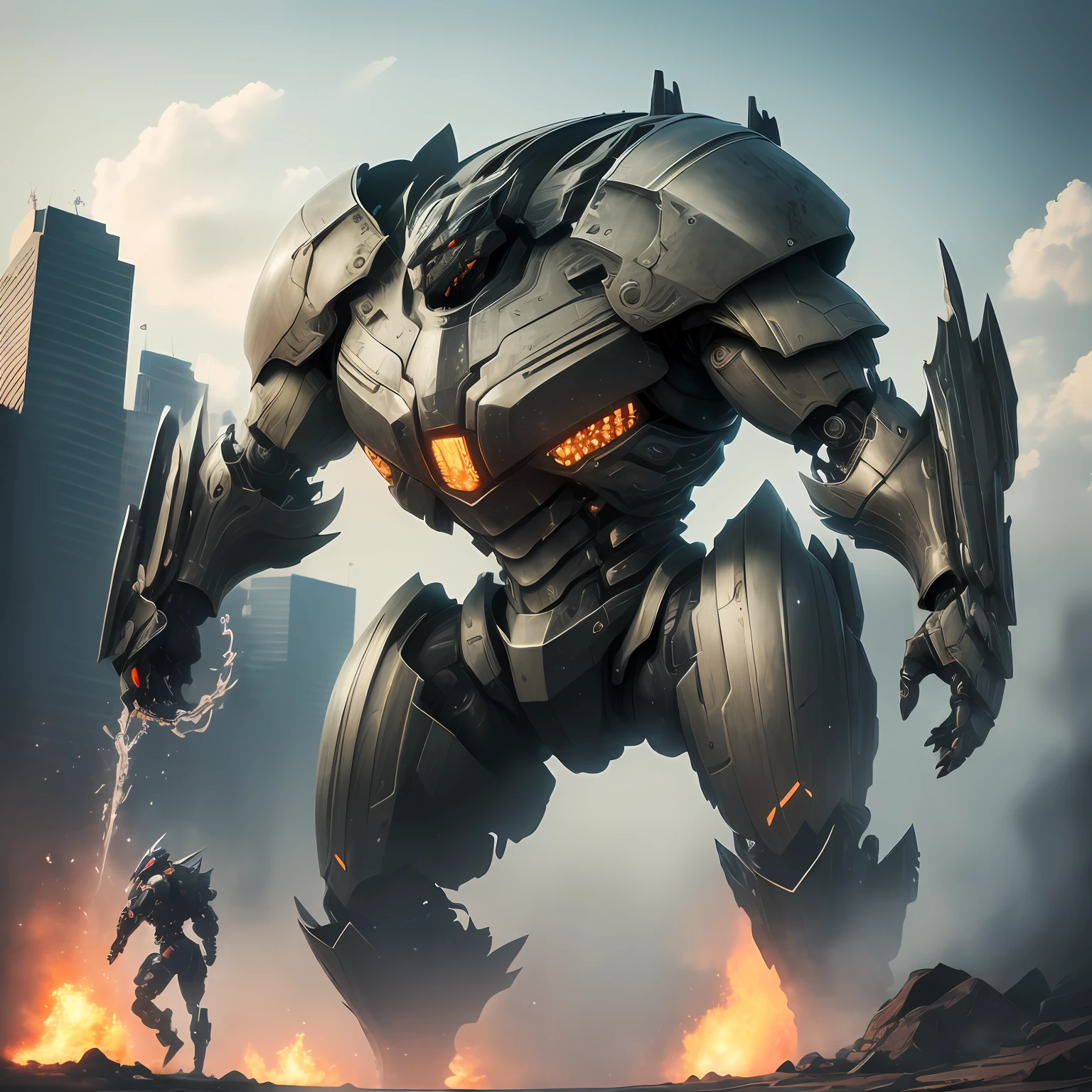 ( (8K:1.27), Top image quality, tmasterpiece, 超高分辨率:1.2) Pacific Rim style，Six-legged walking tank，There are huge barrels ，(heavily armored:1.1)，(non-humanoid)