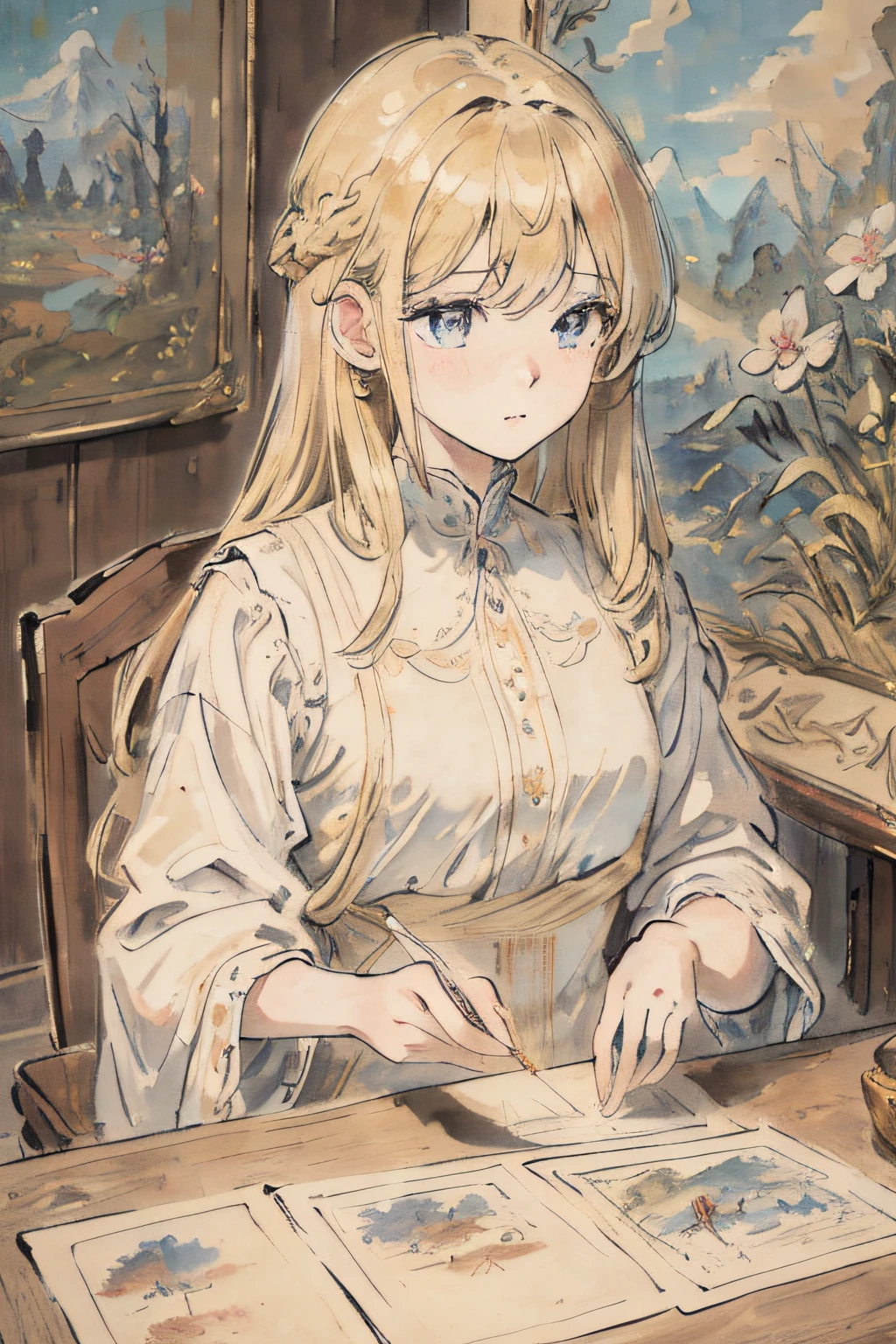 masterpiece, best quality, an extremely delicate and beautiful girl,an extremely delicate and beautiful, world masterpiece theater, ultra-detailed, highly detailed, best quality, blonde hair, highres, extremely detailed,1girl, best quality, illustration, looking at viewer, impasto, canvas, oil painting, realistic, realist ,real,