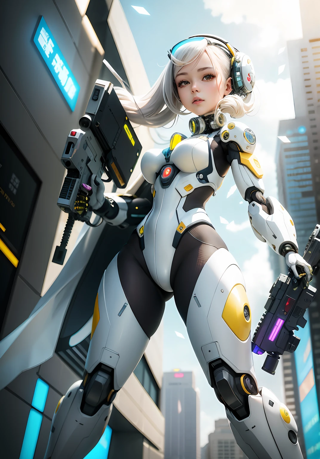 Anime – Stylish woman in a white suit with a gun and a yellow ring, Cute cyborg girl, Beautiful girl cyborg, anime robotic mixed with organic, Girl in Mecha Cyber Armor, perfect android girl, Cyberpunk anime girl mecha, Perfect Anime Cyborg Woman, biomechanical oppai, Detailed Digital Anime Art, Digital Cyberpunk Anime Art, beutiful white girl cyborg