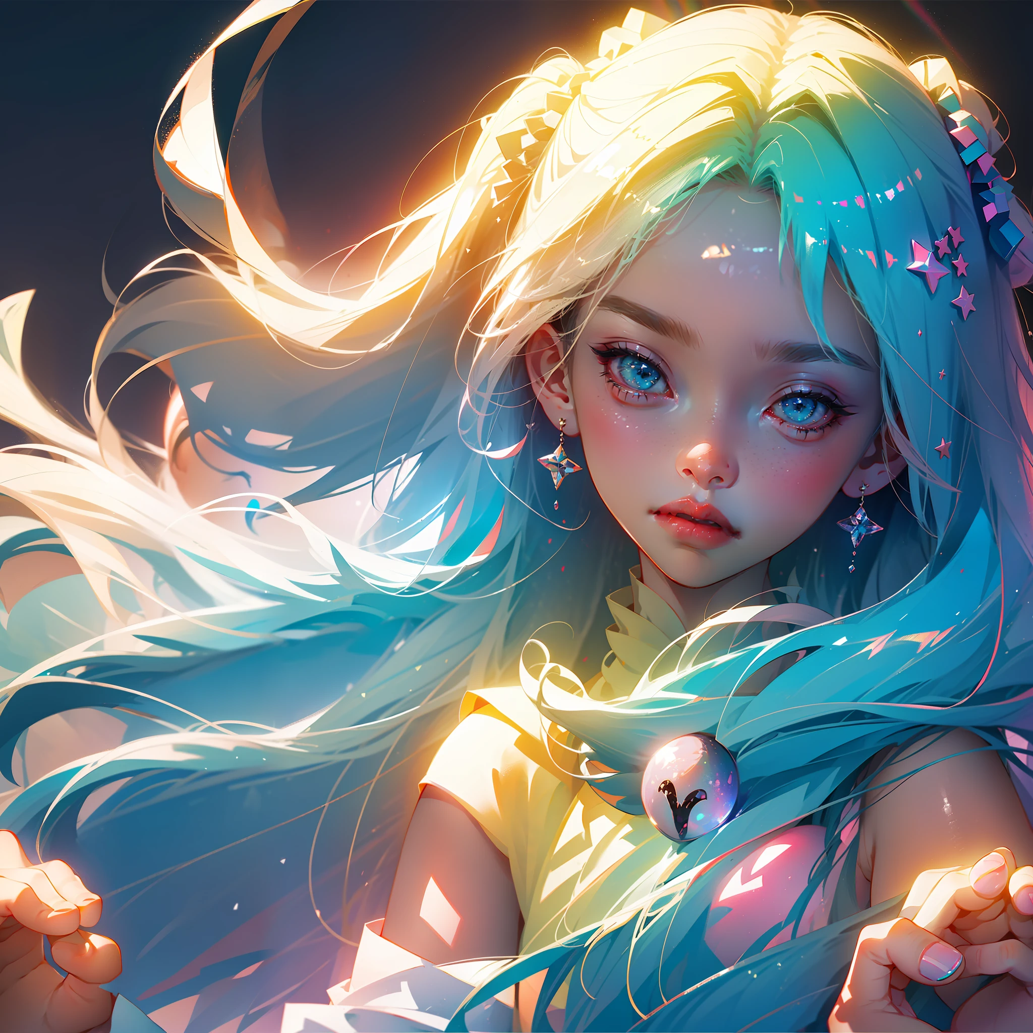 supercutegirl,hollowsunkenblackeyes,dreamycutehair
accessories,PopmartBlindBoxIPdesign,Chibi,macaroncolor,clean
andbrightbackground,brightcolorbackground,resin,Exciting,3D
rendering,OCrendering,8K,softfocus,fineGlossySuperdetail.--ar  3:4 --auto
