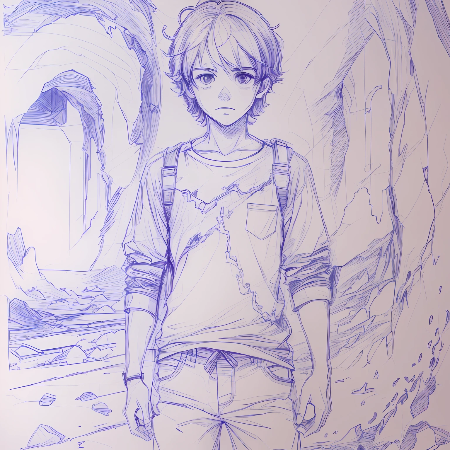 an anime line drawing of linus_sebastian,