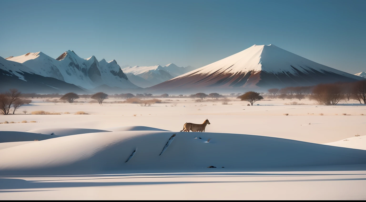 Savana de gelo, reino de neve, reino gelado, montanhas geladas