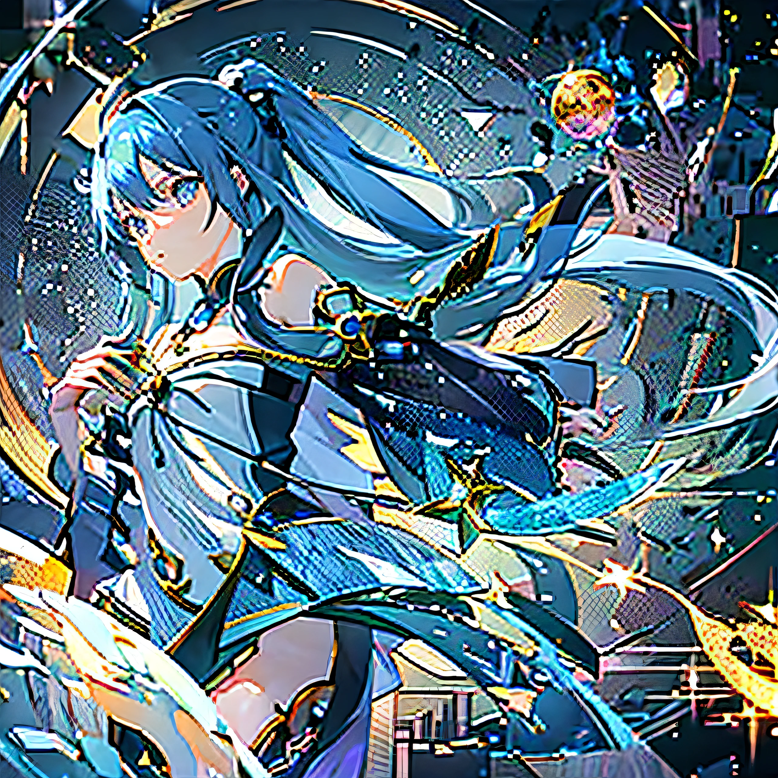 A blue-haired girl holds a crystal ball before the full moon, Beautiful celestial mage, trending on artstation pixiv, Official anime artwork, beautiful anime catgirl, psychic girl, Official artwork, Very beautiful anime cat girl, Keqing from Genshin Impact, pixiv contest winner, alchemist girl, pixiv trending, Genshin