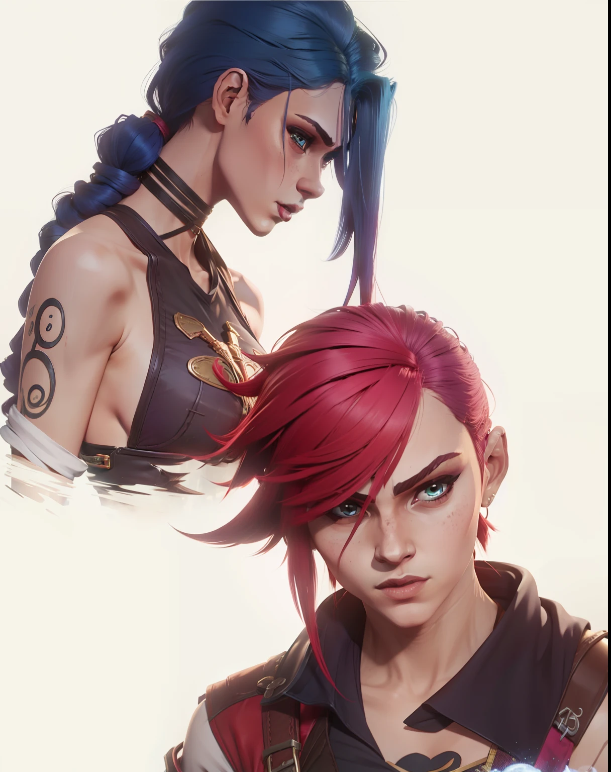 2 garotas. Arcane. Vi e Jinx. Arcane