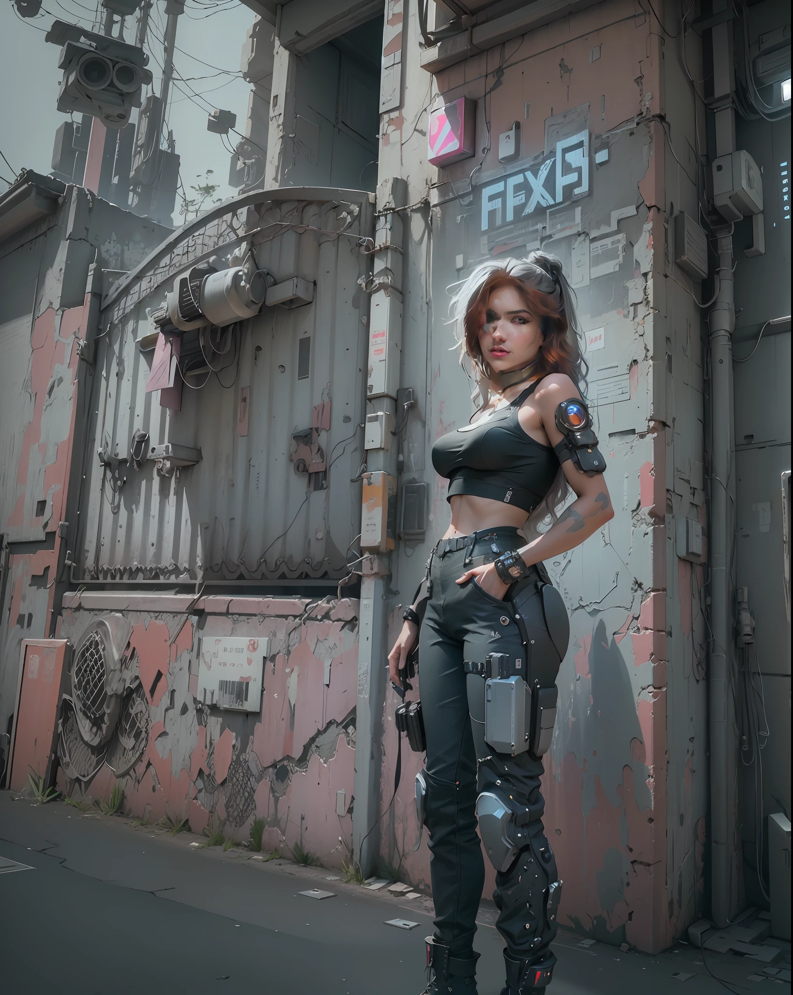 ((Best Quality)), ((Masterpiece)), (Very detailed:1.3), 3D, Beautiful (Cyberpunk:1.3) Female hacker, thick hair, half-exposed breasts, operating computer terminals, computer servers, LCD screens, fiber optic cables, corporate logos, HDR (High Dynamic Range), ray tracing, NVIDIA RTX, Super Resolution, Unreal 5, Subsurface scattering, PBR textures, Post processing, Anisotropic filtering, Depth of field, Maximum sharpness and sharpness, Multi-layered textures, Albedo and specular mapping, surface shading, accurate simulation of light-material interactions, perfect proportions, octane rendering, duotone lighting, low ISO, white balance, rule of thirds, wide aperture, 8K RAW, high efficiency sub-pixels, subpixel convolution, luminous particles,