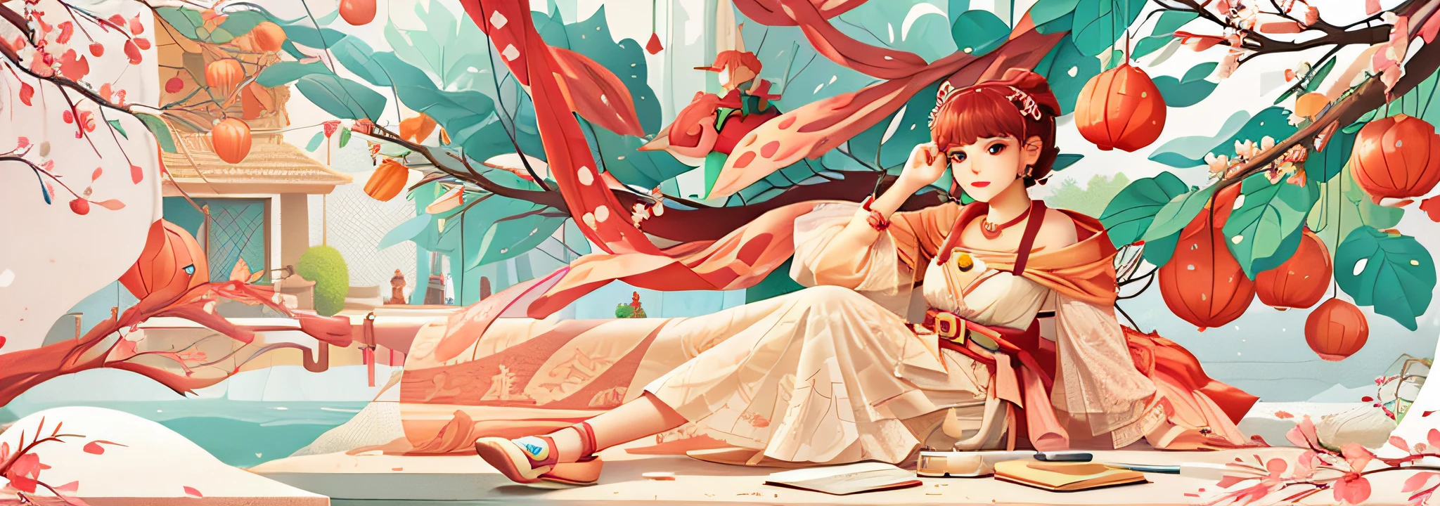 The jujube tree behind the girl is more concrete, and it can be clearly seen as a red jujube