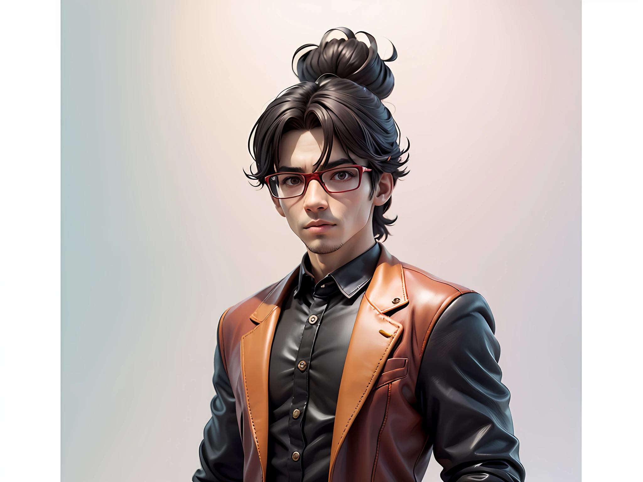 Young man with oriental face in leather hat, dragon, formal suit, short black hair, silver glasses, digital painting, 3D character design by Mark Clairedon and Pixar and Hayao Miyazaki and Akira Toriyama, the illustration is a high-definition illustration in 4K resolution with very detailed facial features and cartoon-style visuals.