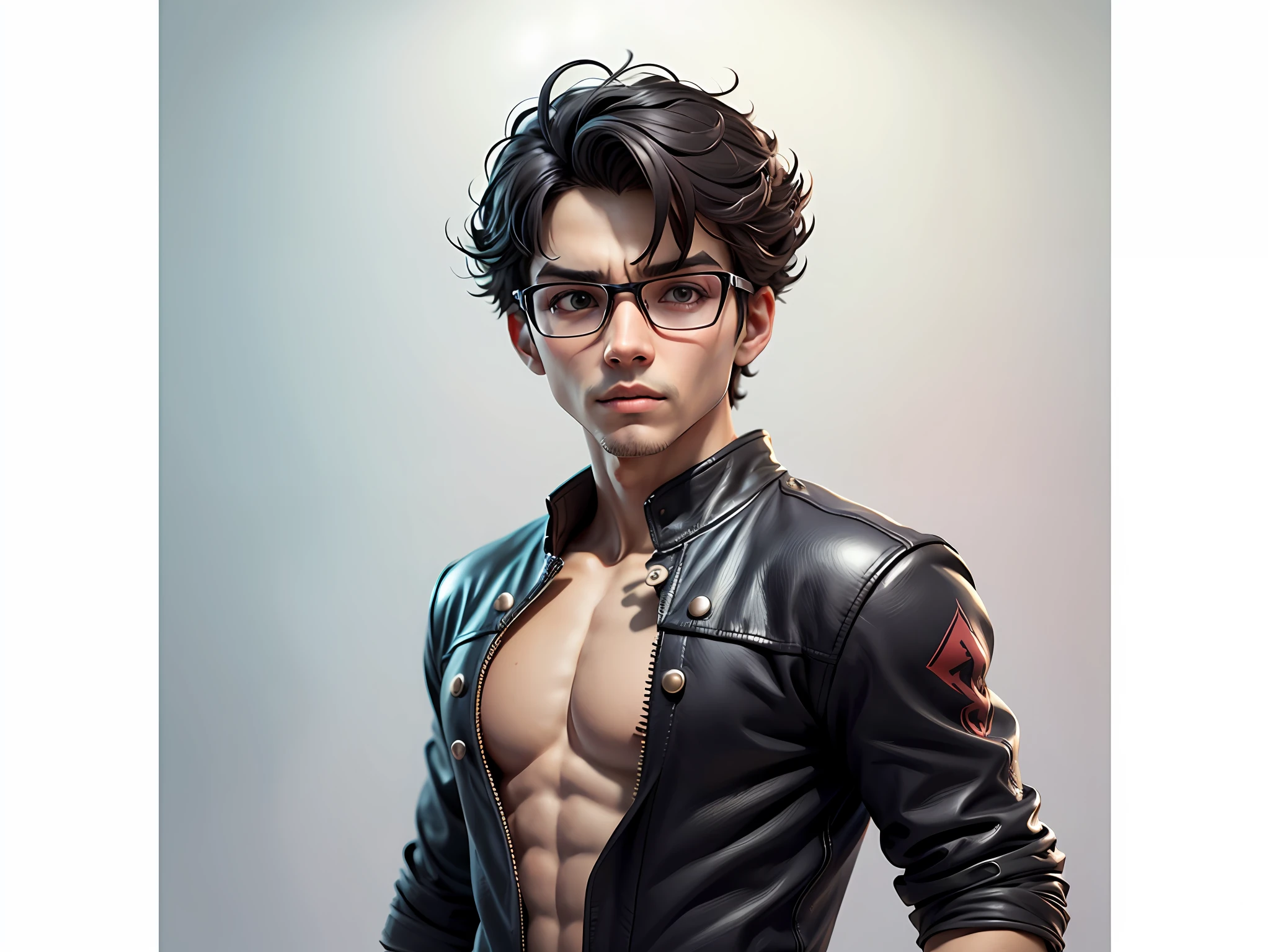 Young man with oriental face in leather hat, dragon, formal suit, short black hair, silver glasses, digital painting, 3D character design by Mark Clairedon and Pixar and Hayao Miyazaki and Akira Toriyama, the illustration is a high-definition illustration in 4K resolution with very detailed facial features and cartoon-style visuals.