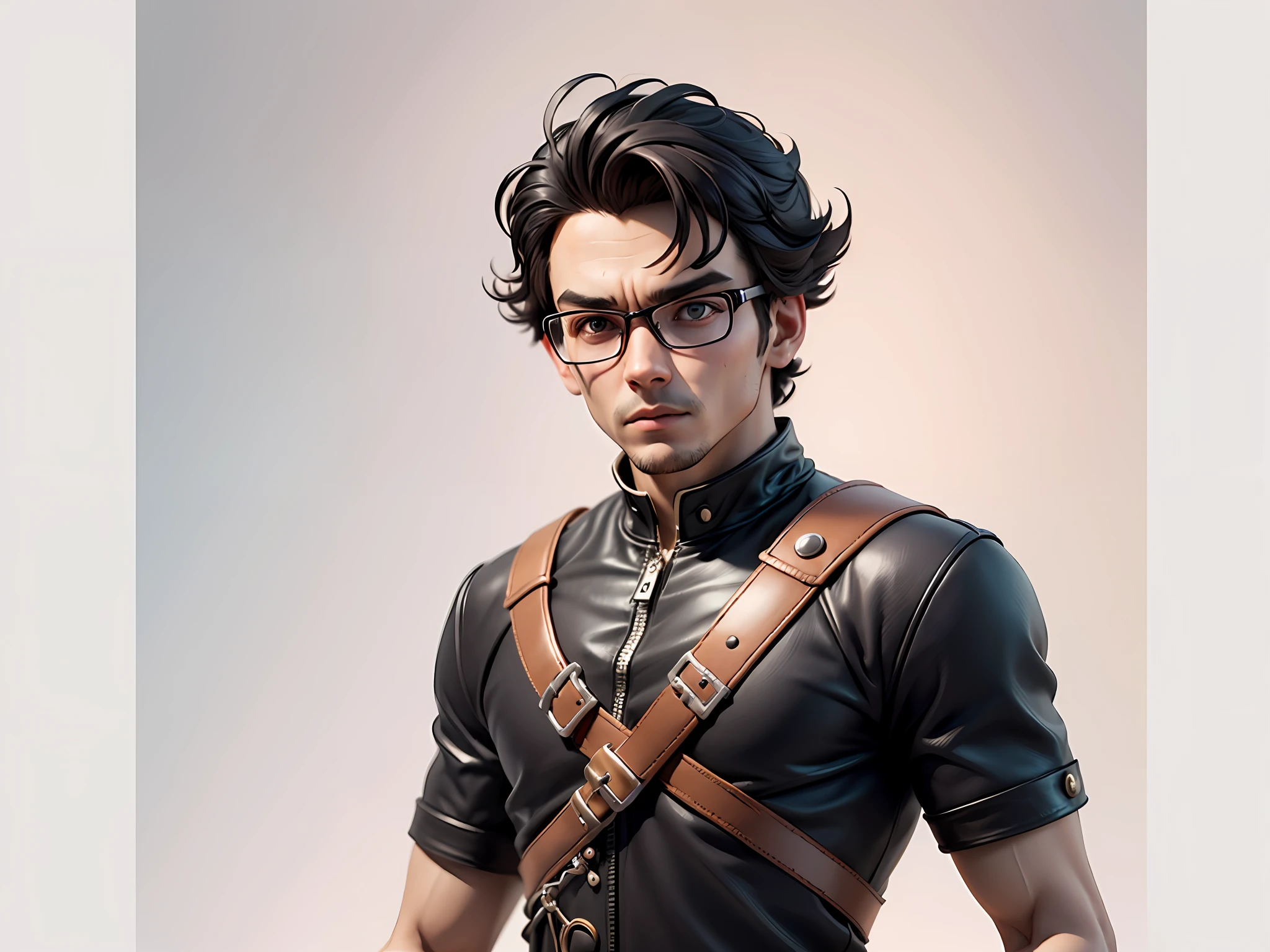 Young man with oriental face in leather hat, dragon, formal suit, short black hair, silver glasses, digital painting, 3D character design by Mark Clairedon and Pixar and Hayao Miyazaki and Akira Toriyama, the illustration is a high-definition illustration in 4K resolution with very detailed facial features and cartoon-style visuals.
