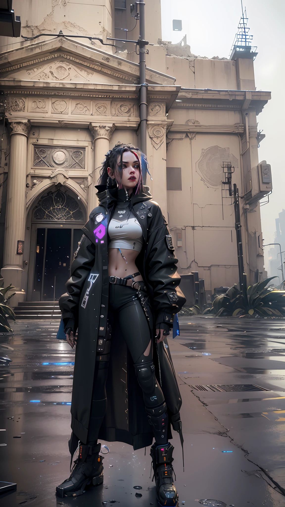 ((Best Quality)), ((Masterpiece)), (Very detailed:1.3), 3D, Beautiful (Cyberpunk:1.3) Female hacker, thick hair, half-exposed breasts, operating computer terminals, computer servers, LCD screens, fiber optic cables, corporate logos, HDR (High Dynamic Range), ray tracing, NVIDIA RTX, Super Resolution, Unreal 5, Subsurface scattering, PBR textures, Post processing, Anisotropic filtering, Depth of field, Maximum sharpness and sharpness, Multi-layered textures, Albedo and specular mapping, surface shading, accurate simulation of light-material interactions, perfect proportions, octane rendering, duotone lighting, low ISO, white balance, rule of thirds, wide aperture, 8K RAW, high efficiency sub-pixels, subpixel convolution, luminous particles,