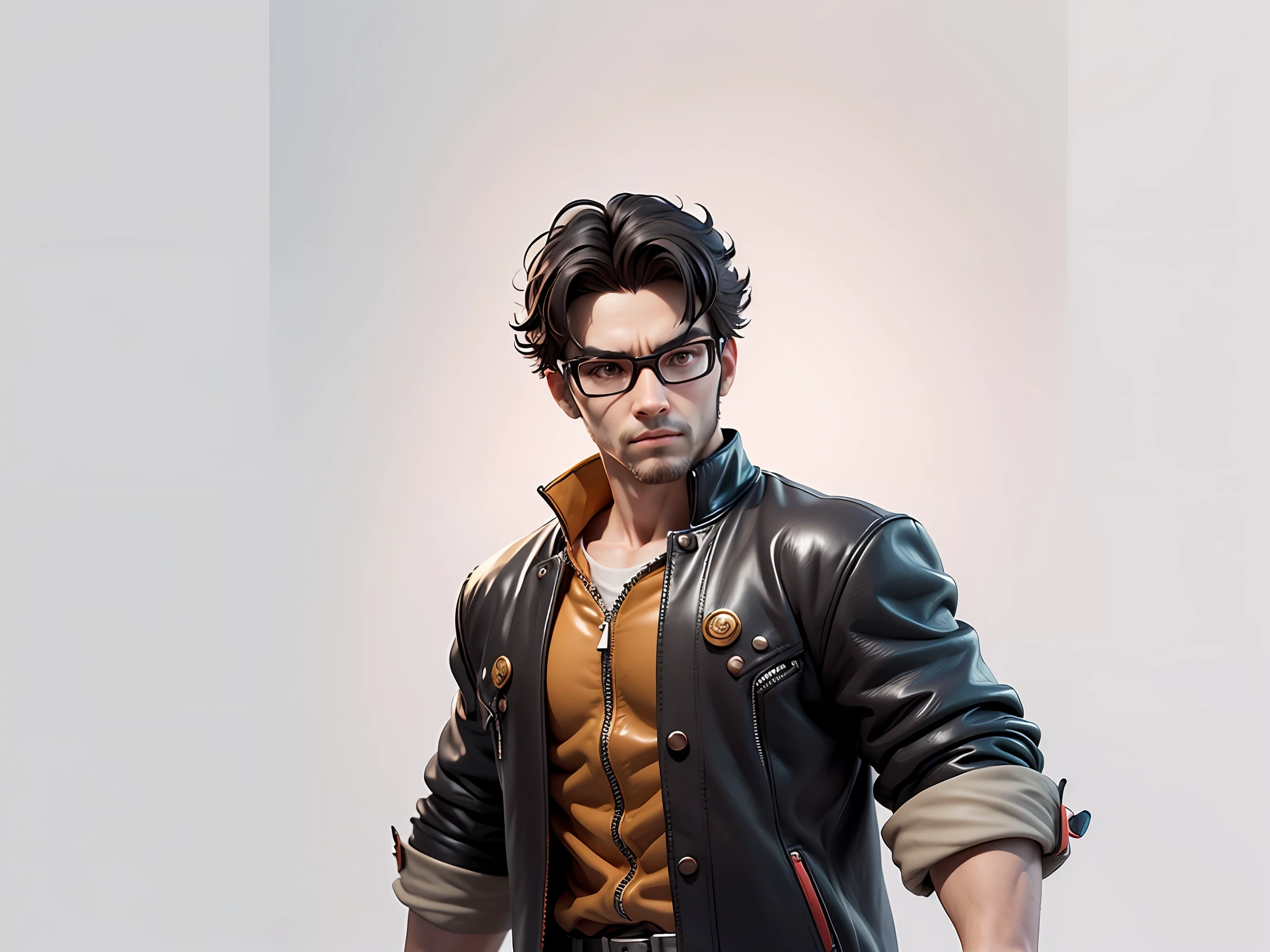 Young man with oriental face in leather hat, tiger, oriental face in formal suit, short black hair, silver glasses, digital painting, 3D character design by Mark Clairedon and Pixar and Hayao Miyazaki and Akira Toriyama, the illustration is a high-definition illustration in 4K resolution with very detailed facial features and cartoon-style visuals.