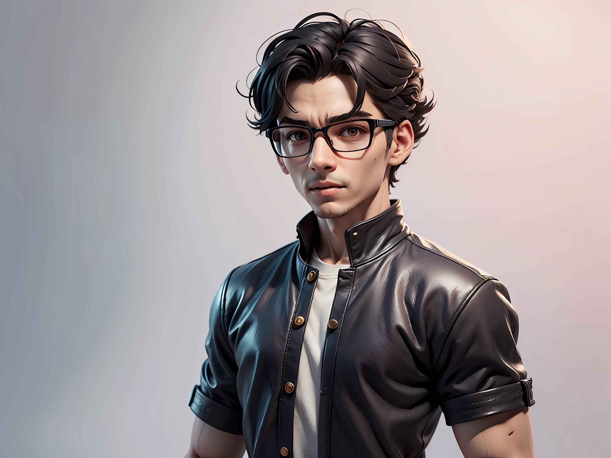 Young man with oriental face in leather hat, tiger, oriental face in formal suit, short black hair, silver glasses, digital painting, 3D character design by Mark Clairedon and Pixar and Hayao Miyazaki and Akira Toriyama, the illustration is a high-definition illustration in 4K resolution with very detailed facial features and cartoon-style visuals.