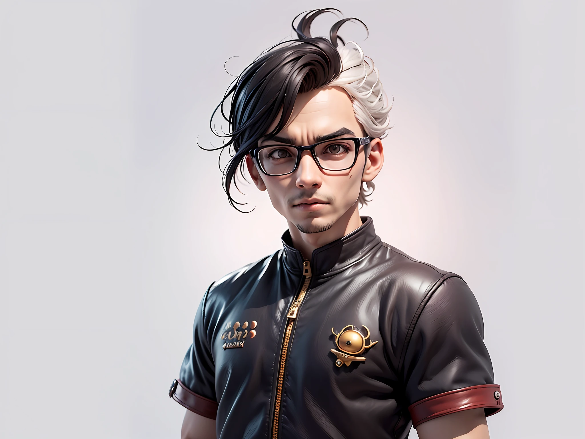 Young man with oriental face in leather hat, tiger, oriental face in formal suit, short black hair, silver glasses, digital painting, 3D character design by Mark Clairedon and Pixar and Hayao Miyazaki and Akira Toriyama, the illustration is a high-definition illustration in 4K resolution with very detailed facial features and cartoon-style visuals.