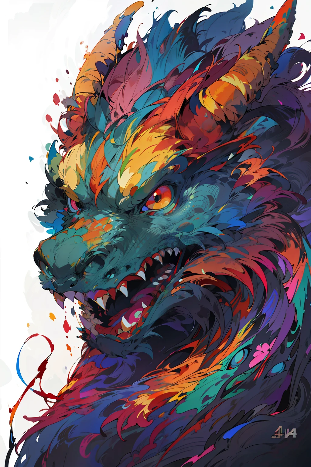 a painting of a colorful dragon with a pair of scissors, bright colors highly detailed, high detailed colors, detailed painting 4 k, full of colors and rich detail, ultra detailed color art, colorful illustration, very detailed and colorful, scary color art in 4 k, detailed colors, colorfull illustration, intricate digital painting, 4k detailed digital art, highly detailed digital painting