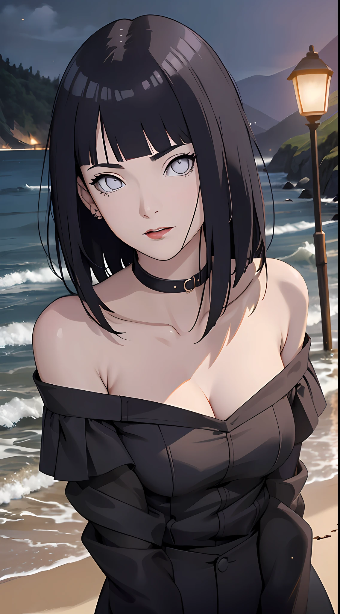 tmasterpiece, Johnny Depp walks across the beach at night among fireflies,brassier,sea beach,nigth, (high detal:1 1), Rough face, Natural skin, high qulity, NSFW,Naruto,Hinata,Black color hair,Straight hair,upperbody closeup,White eyes,Black pants,(Large breasts:1.1),(Skinny figure:1.4),(Red lips:1.3),(Off-the-shoulder attire:1.5),(比基尼:1.5),(ssmile:1.5),(Be red in the face:1.4),(cleavage:1.4),Purple clothes,beautidful eyes, (Detailed face and eyes), (the face: 1 2), noises,Extra, real photograph, ................................PSD, Lamp film photography, sharp fokus, contrasty lighting, Delicate skin, High resolution 8K, insanely details, realisticlying, professional photoshooting, 8K UHD, SLR camera, softlighting, high high quality, filmgrain, Fujifilm XT3,Keep one's mouth shut,particle fx