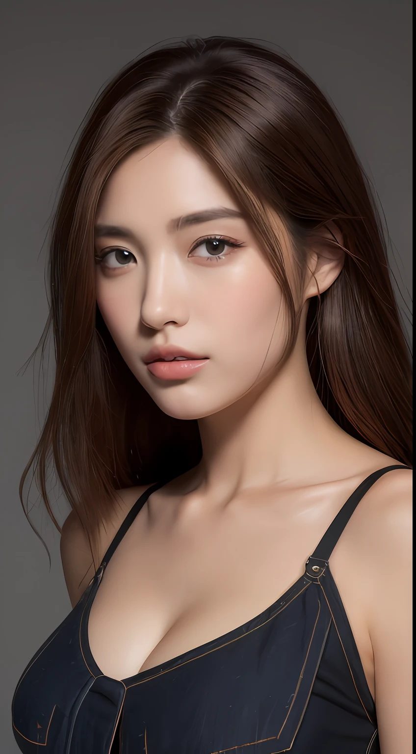 ((top-quality、8k、masterpiece:1.3))、foco nítido:1.2、Beautiful woman with perfect body shape:1.4、Slender abs:1.2、((dark brown hair、huge-breasted:1.4))、Upper body naked、Jean:1.1)、Urban area:1.2、Highly detailed facial and skin texture、A detailed eye、二重まぶた