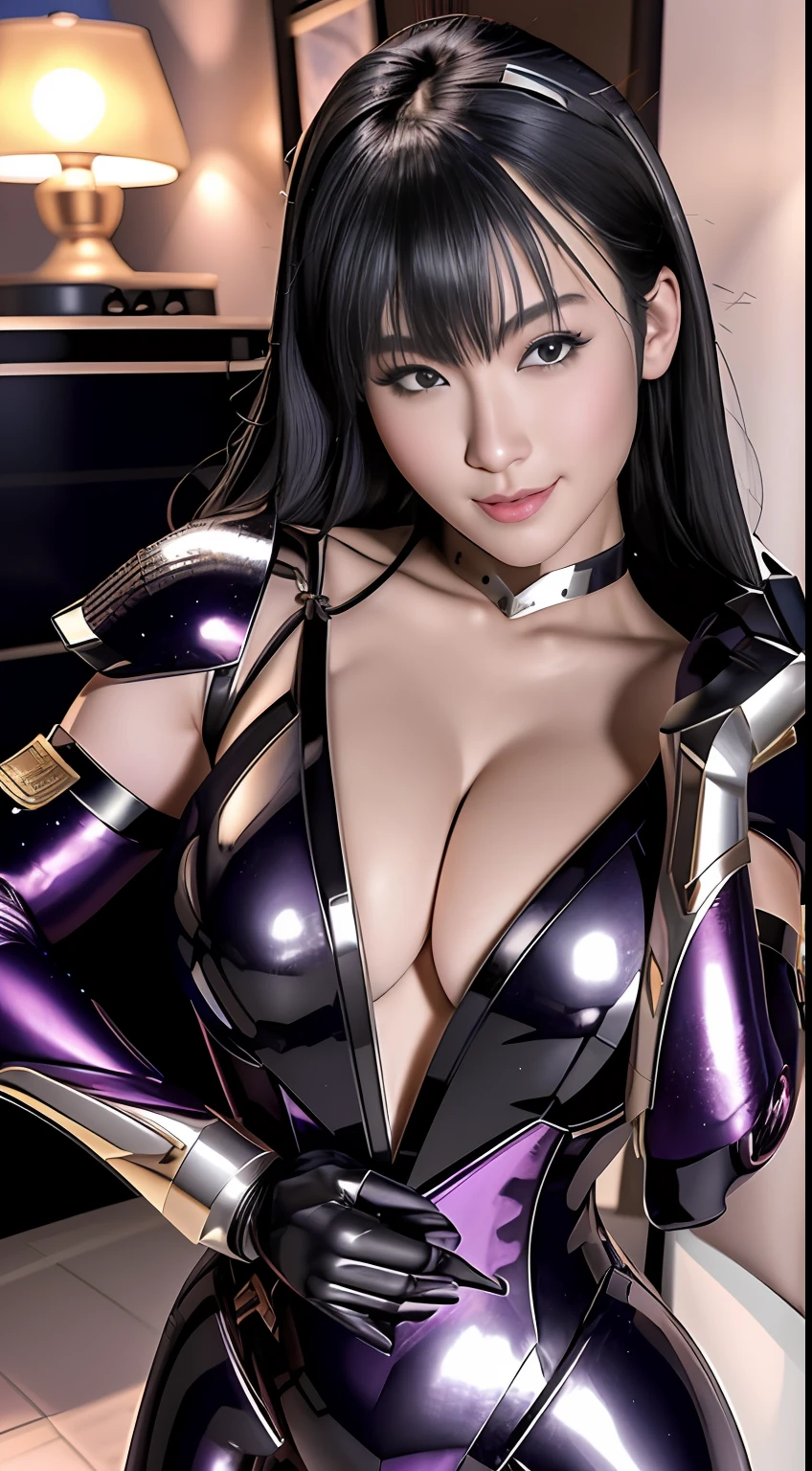 ((top-quality、8K、​masterpiece:1.3))、(((The whole picture、FULL BODYSHOT)))、voluptuous woman、Teen Girls、1girl in、(Slender figure:1.2)、silber hair、(outside of house、城市、battle suits、Black rubber suit:1.5、Black Cybersuit:1.5、Armor of the near future、Reflectors、The sheen、armor、Mechanical Armor:1.5、full armor:1.5、Full metal body、Electronics)、Headband with communication device、hyperdetailed face、Detailed lips、A detailed eye、二重まぶた、(huge-breasted:1.8、Sensual body lines:1.3、Feminine body line、Accentuated cleavage、deep v neck)、fighting poses、long boots、cloaks、punch、kick