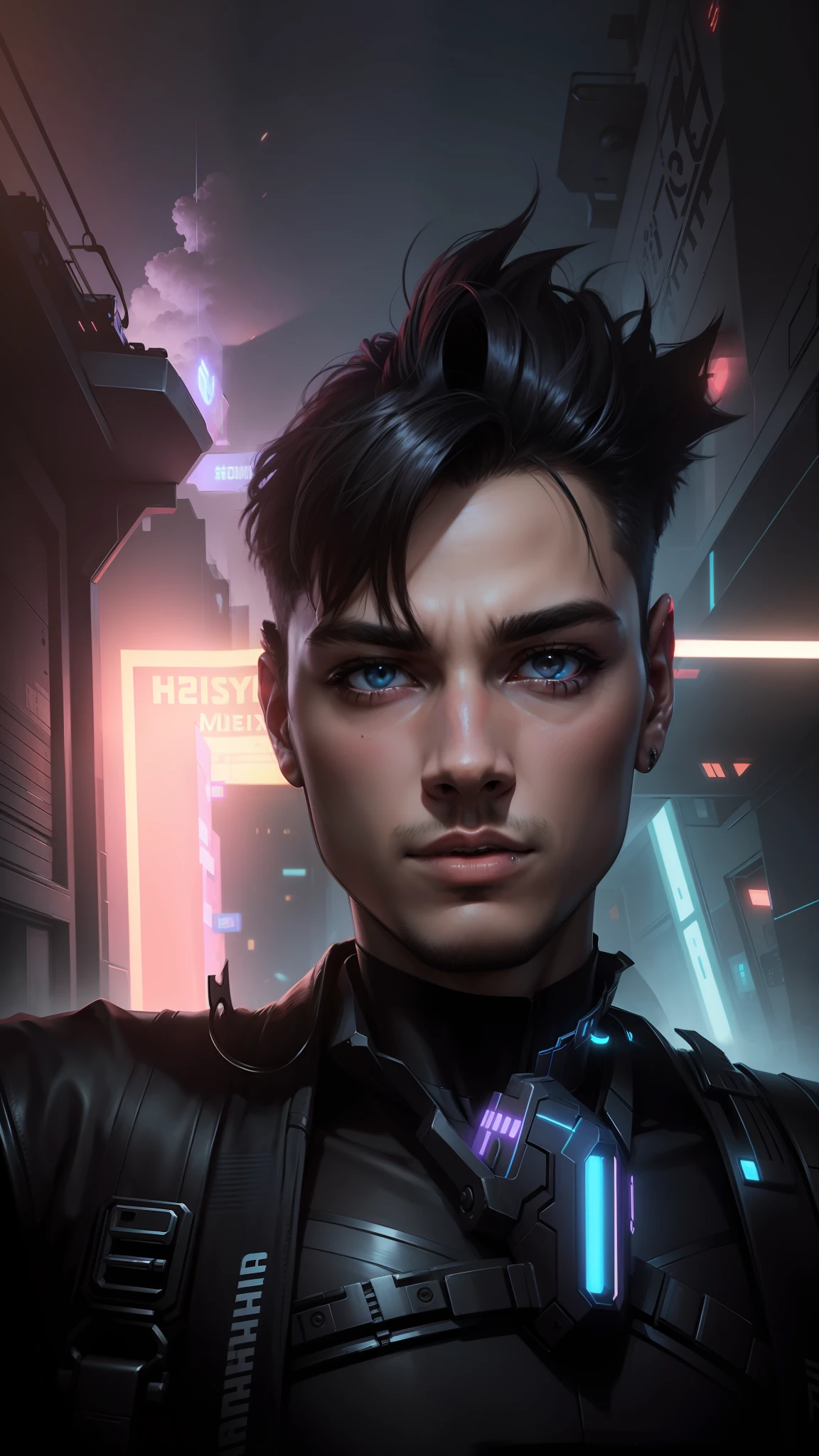 Change background cyberpunk cute boy , realistic face , High quality realistic ,8k ultra realistic,,