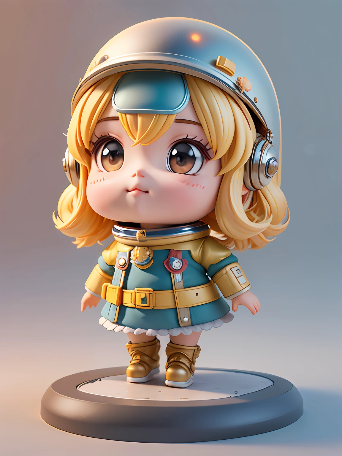 There is a chick with helmet and helmet, dwarf, cute 3d rendering, chick looking up, portrait anime space cadet chick, cute 3d anime chick rendering, cute detailed digital art, explorer mini cute chick, 3d rendering stylized, 3d rendered character art 8k, cute digital painting, anime style 3d, super detailed rendering