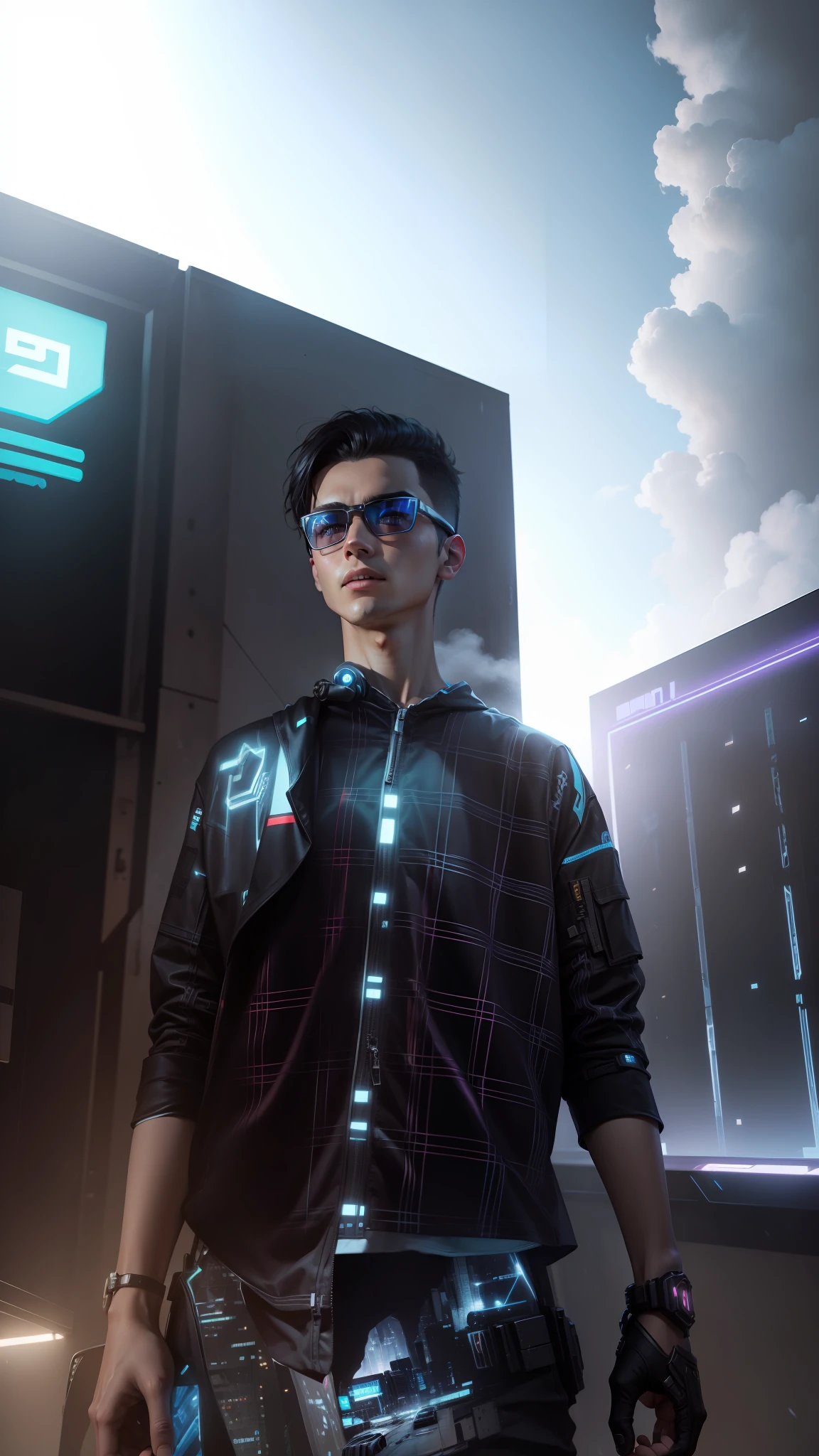 Change background cyberpunk cute boy , realistic face , High quality realistic ,8k ultra realistic,,
